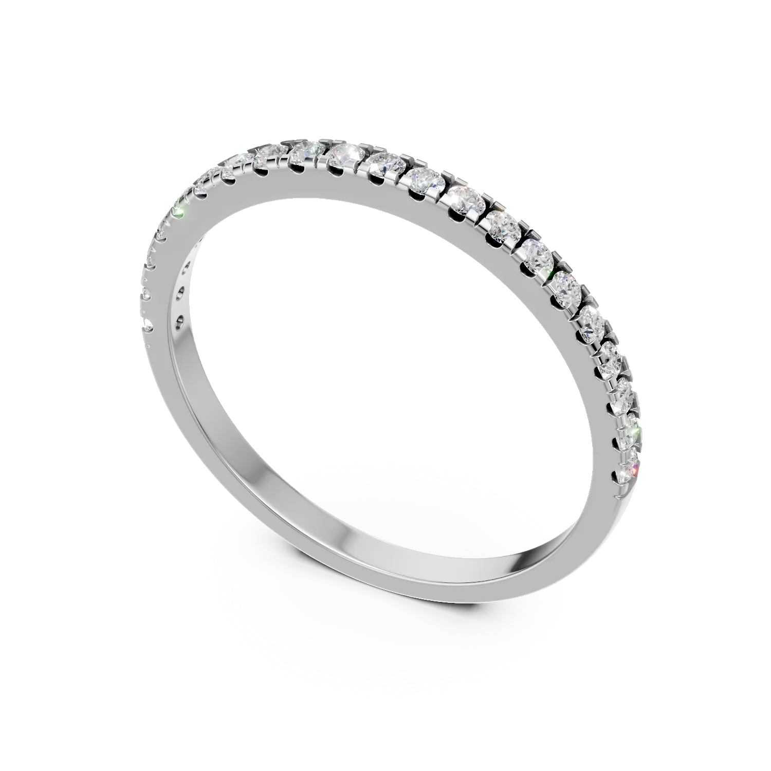 Inel semi eternity din aur alb cu diamante de 0.1ct create in laborator