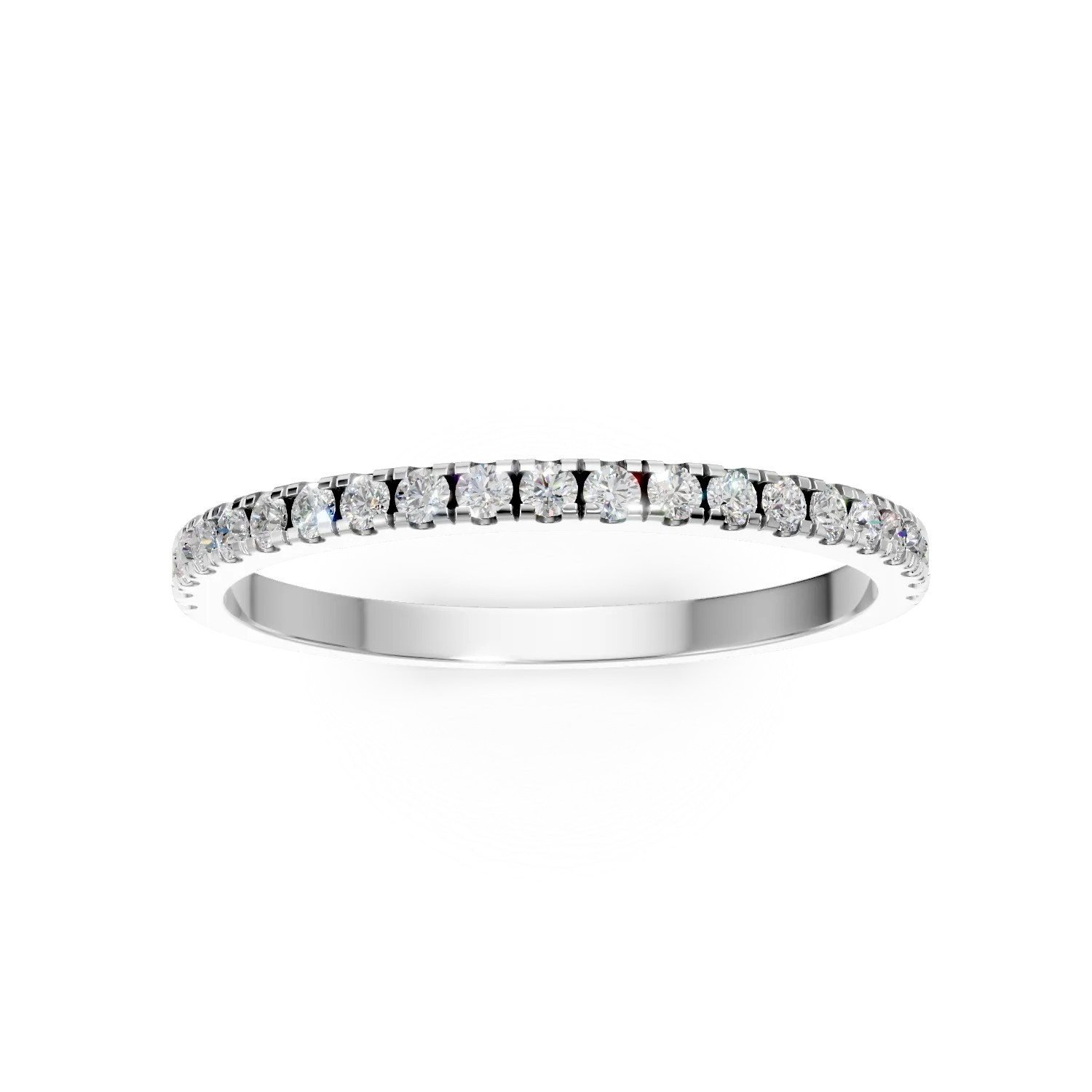 Inel semi eternity din aur alb cu diamante de 0.1ct create in laborator
