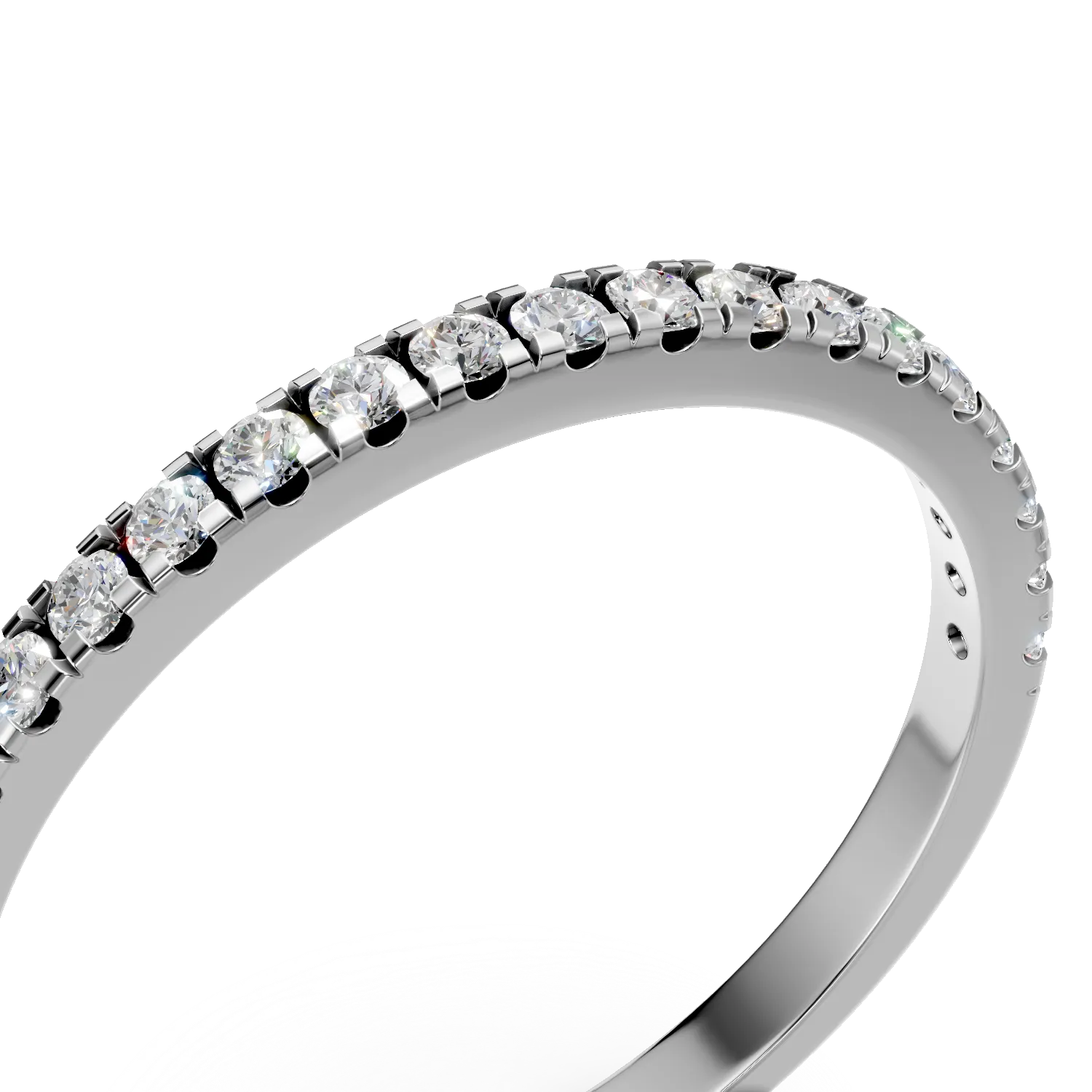 Inel semi eternity din aur alb cu diamante de 0.1ct create in laborator