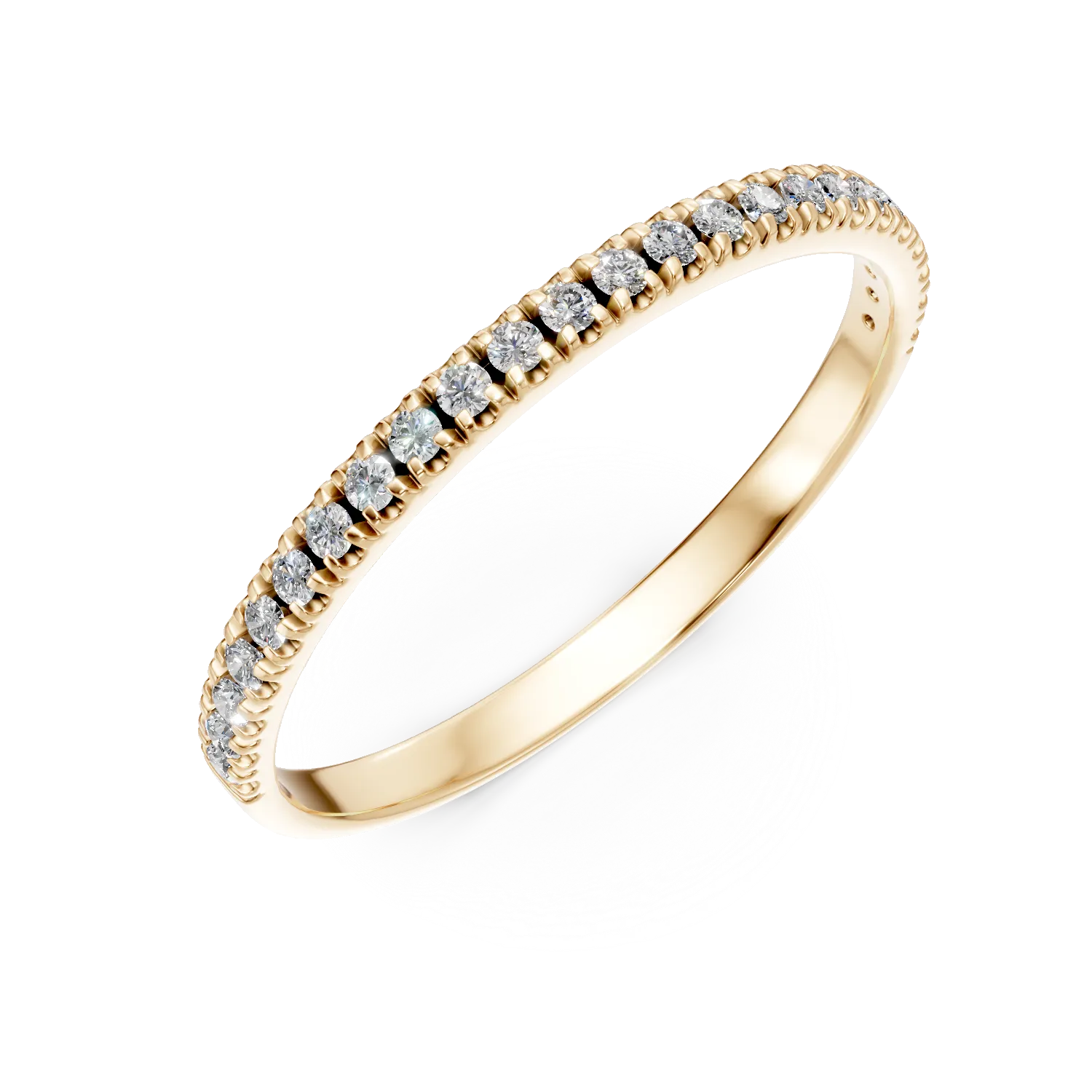 Inel semi eternity din aur galben cu diamante de 0.1ct create in laborator - imagine 8