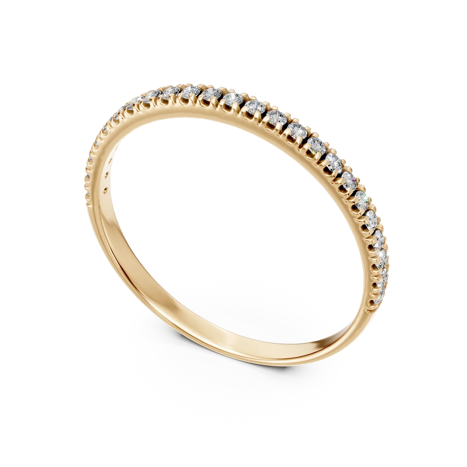 Inel semi eternity din aur galben cu diamante de 0.1ct create in laborator