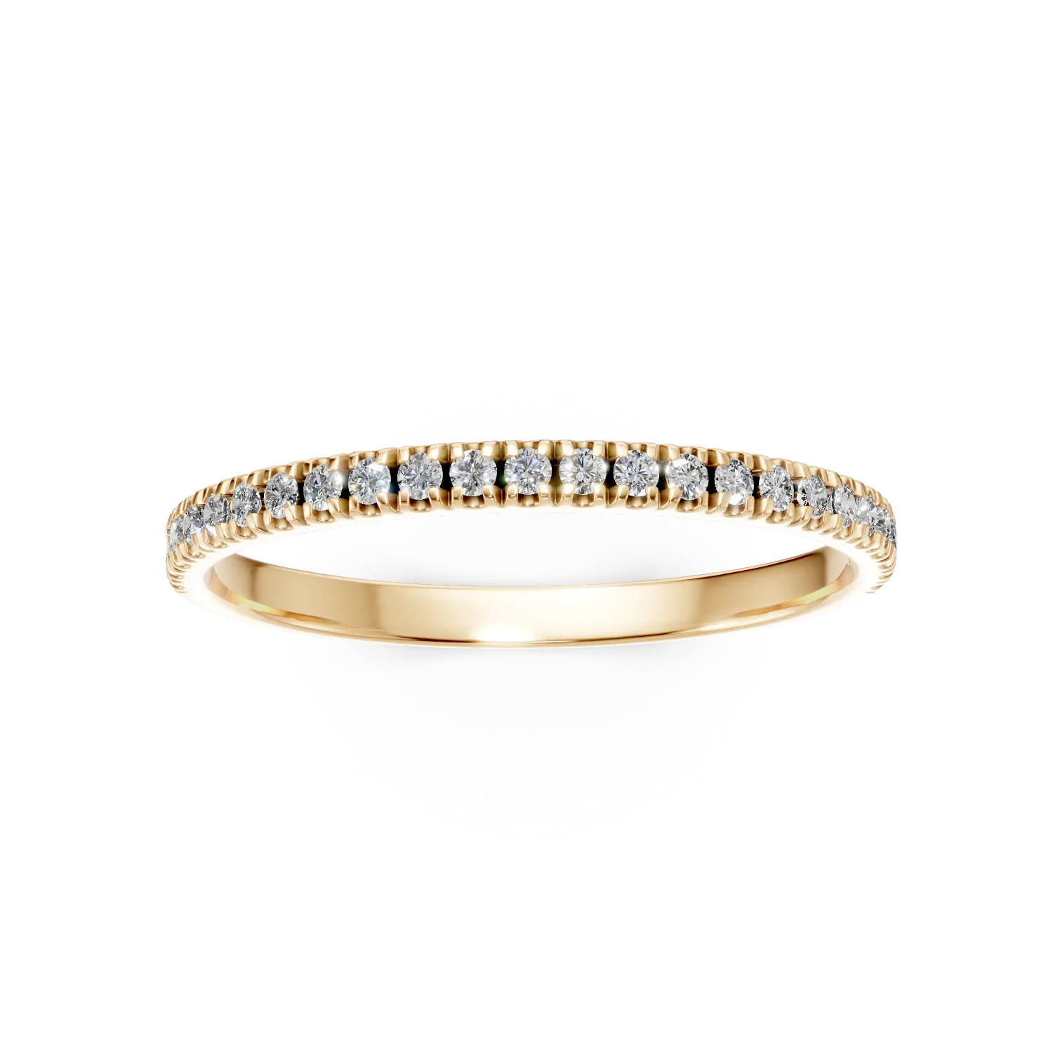 Inel semi eternity din aur galben cu diamante de 0.1ct create in laborator