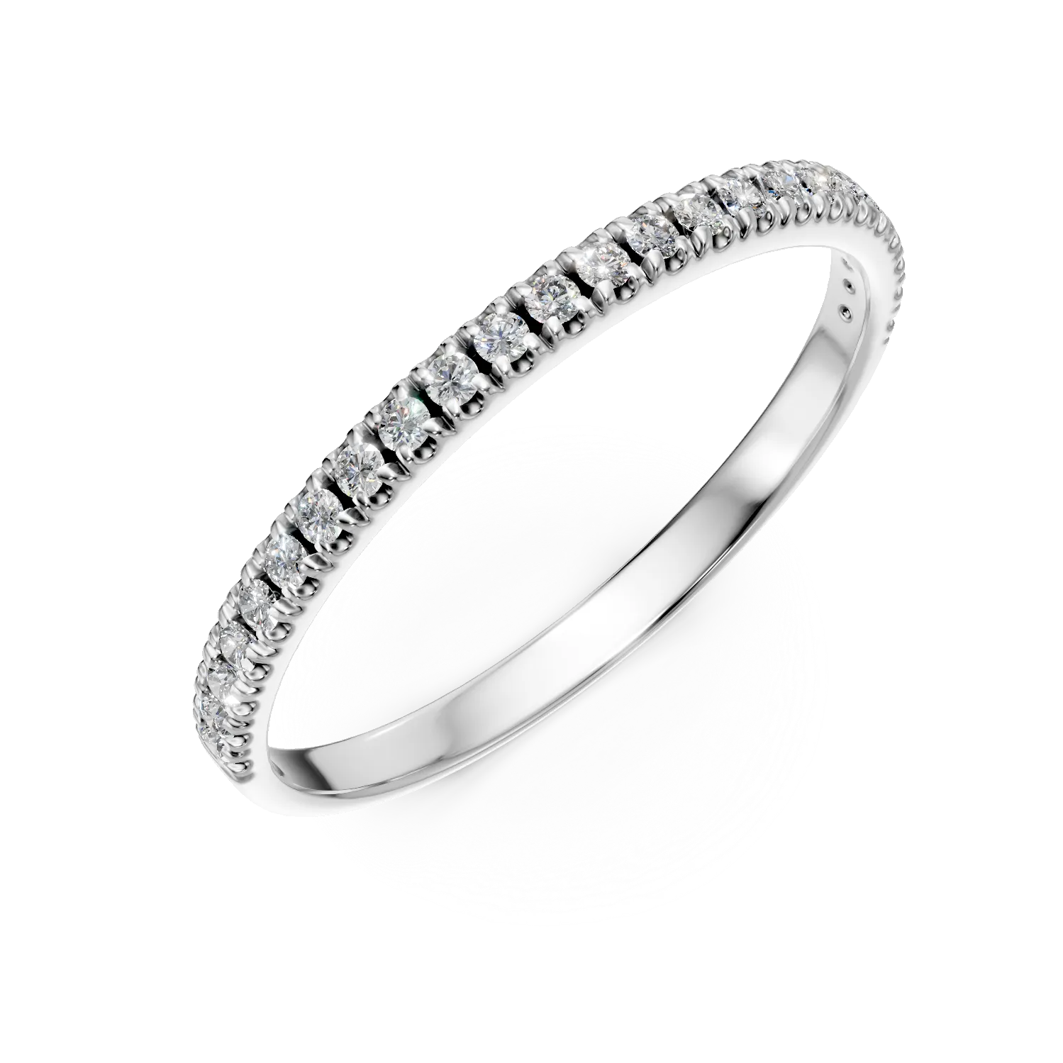 Inel semi eternity din aur alb cu diamante de 0.1ct create in laborator