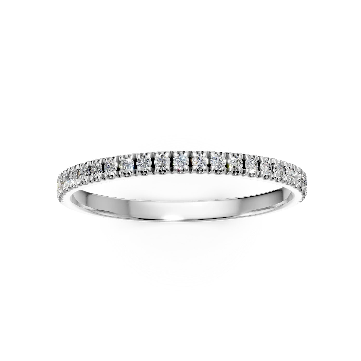 Inel semi eternity din aur alb cu diamante de 0.1ct create in laborator