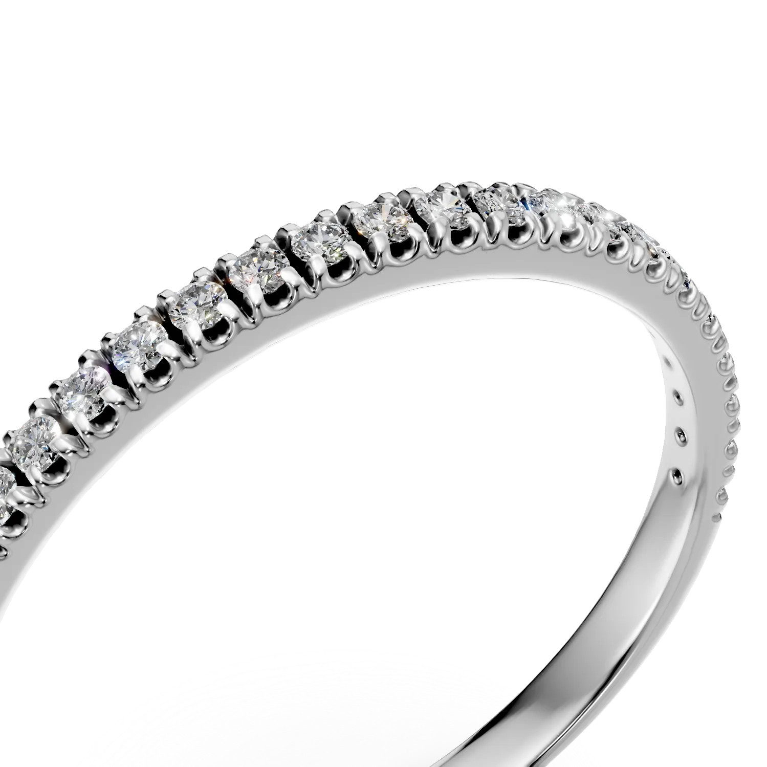 Inel semi eternity din aur alb cu diamante de 0.1ct create in laborator