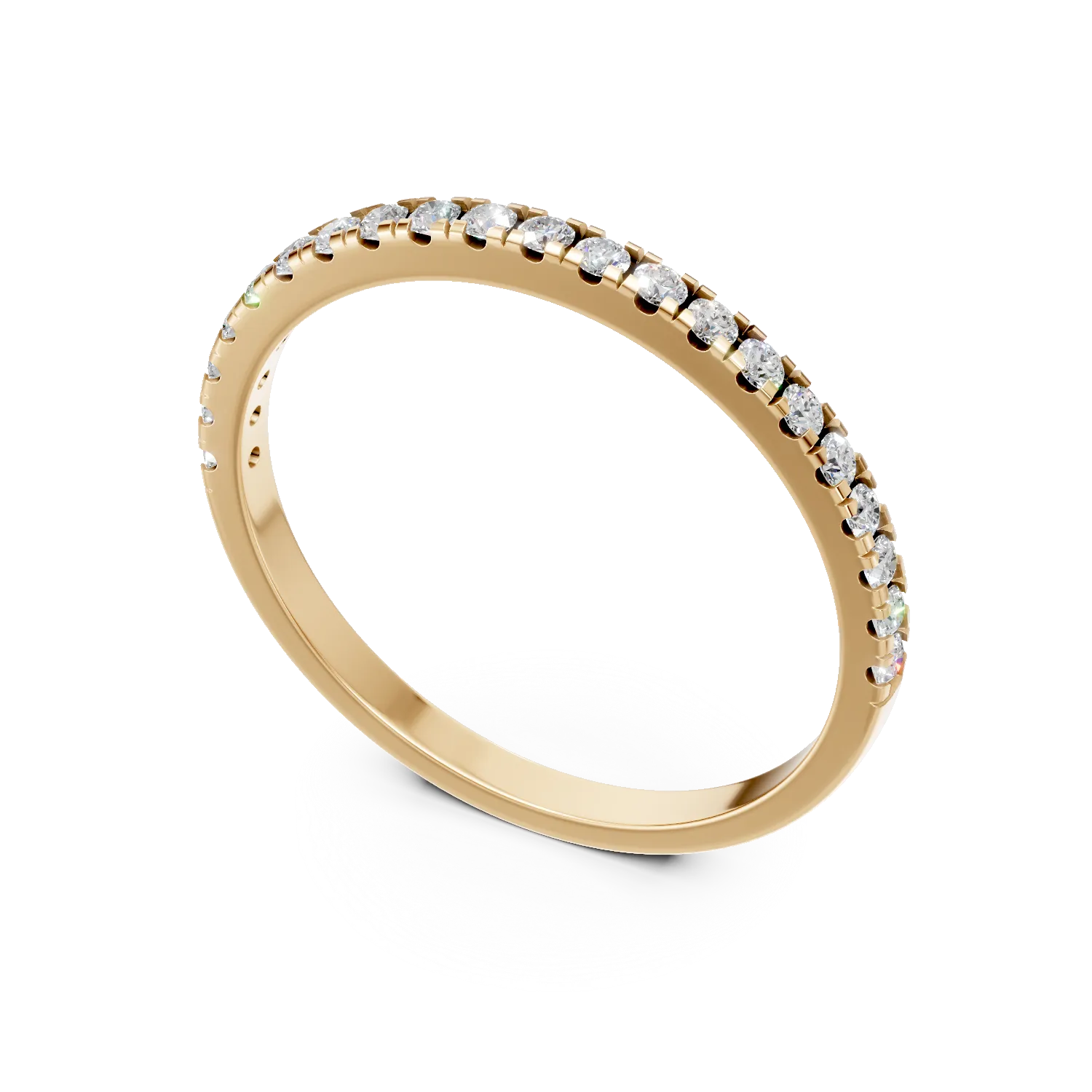 Inel semi eternity din aur galben cu diamante de 0.1ct create in laborator