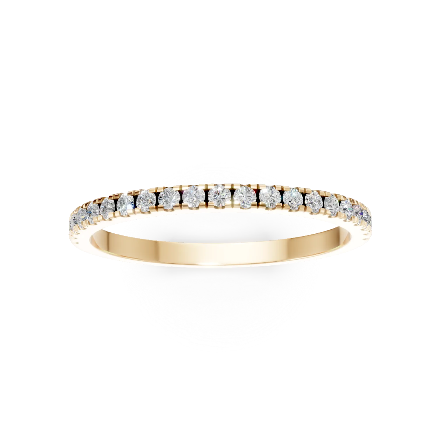 Inel semi eternity din aur galben cu diamante de 0.1ct create in laborator