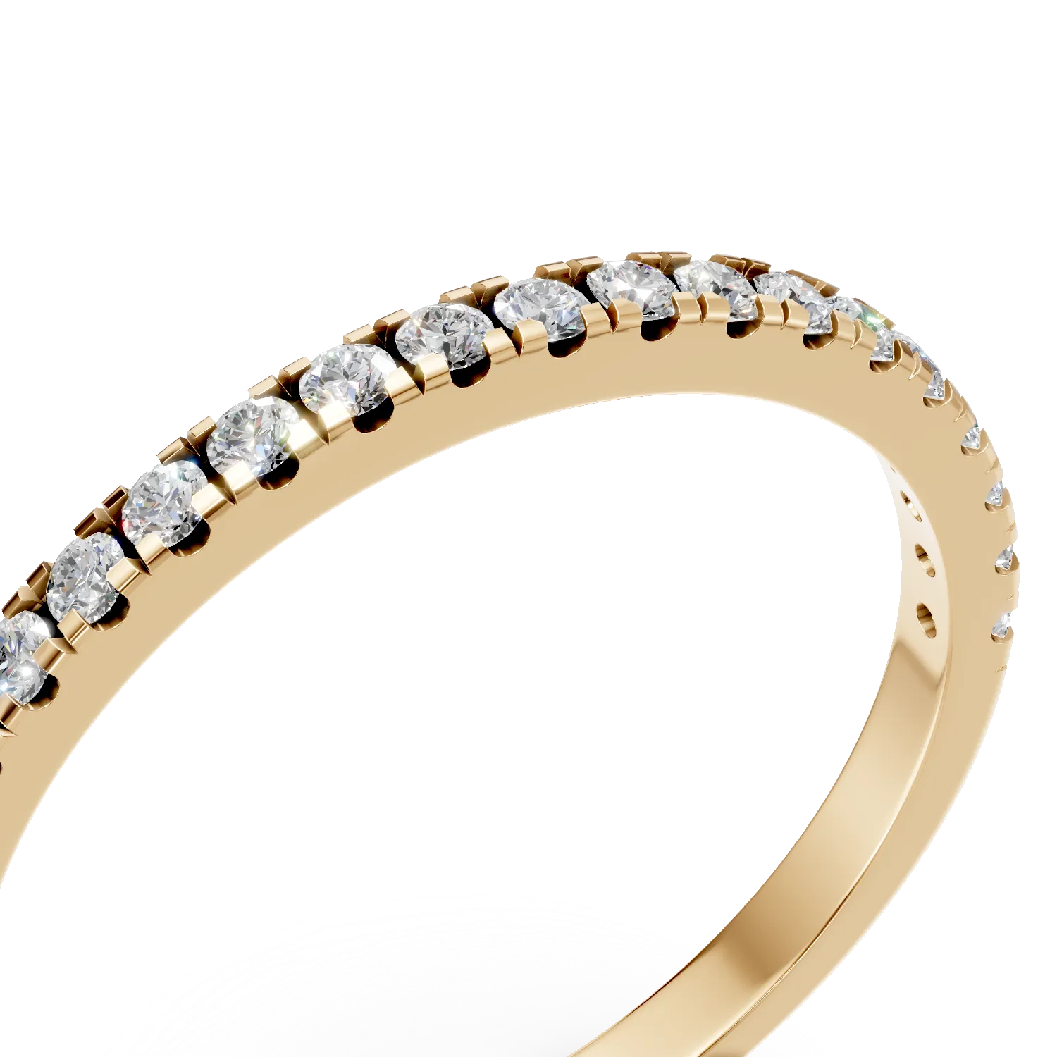 Inel semi eternity din aur galben cu diamante de 0.1ct create in laborator