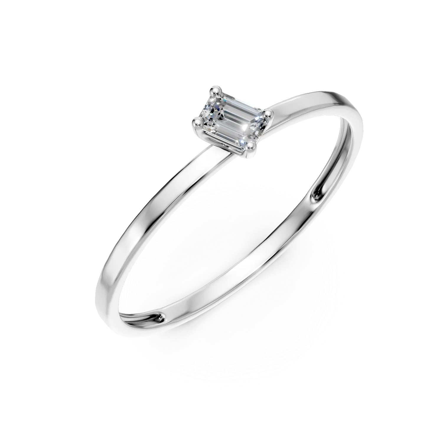 Inel de logodna din aur alb cu diamant solitaire de 0.1ct creat in laborator