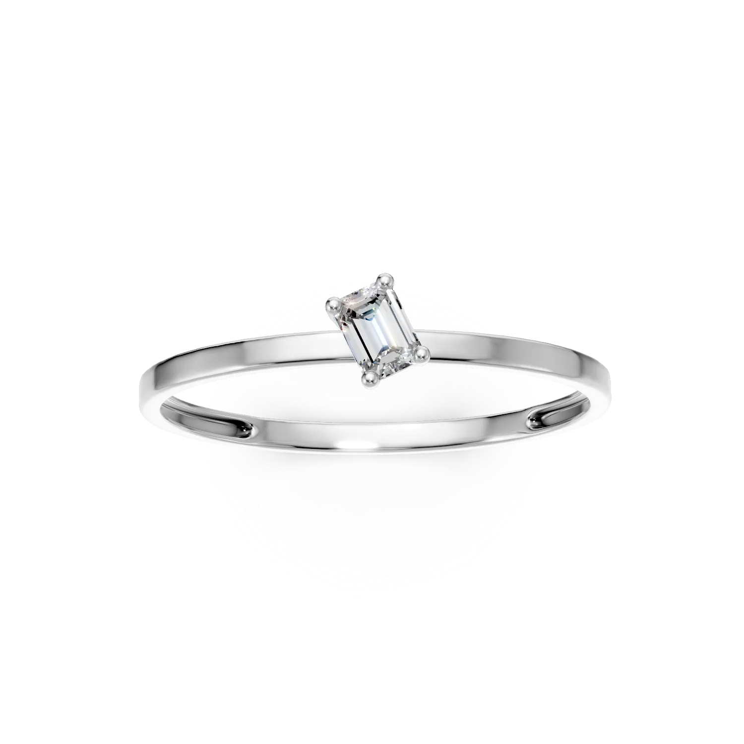 Inel de logodna din aur alb cu diamant solitaire de 0.1ct creat in laborator