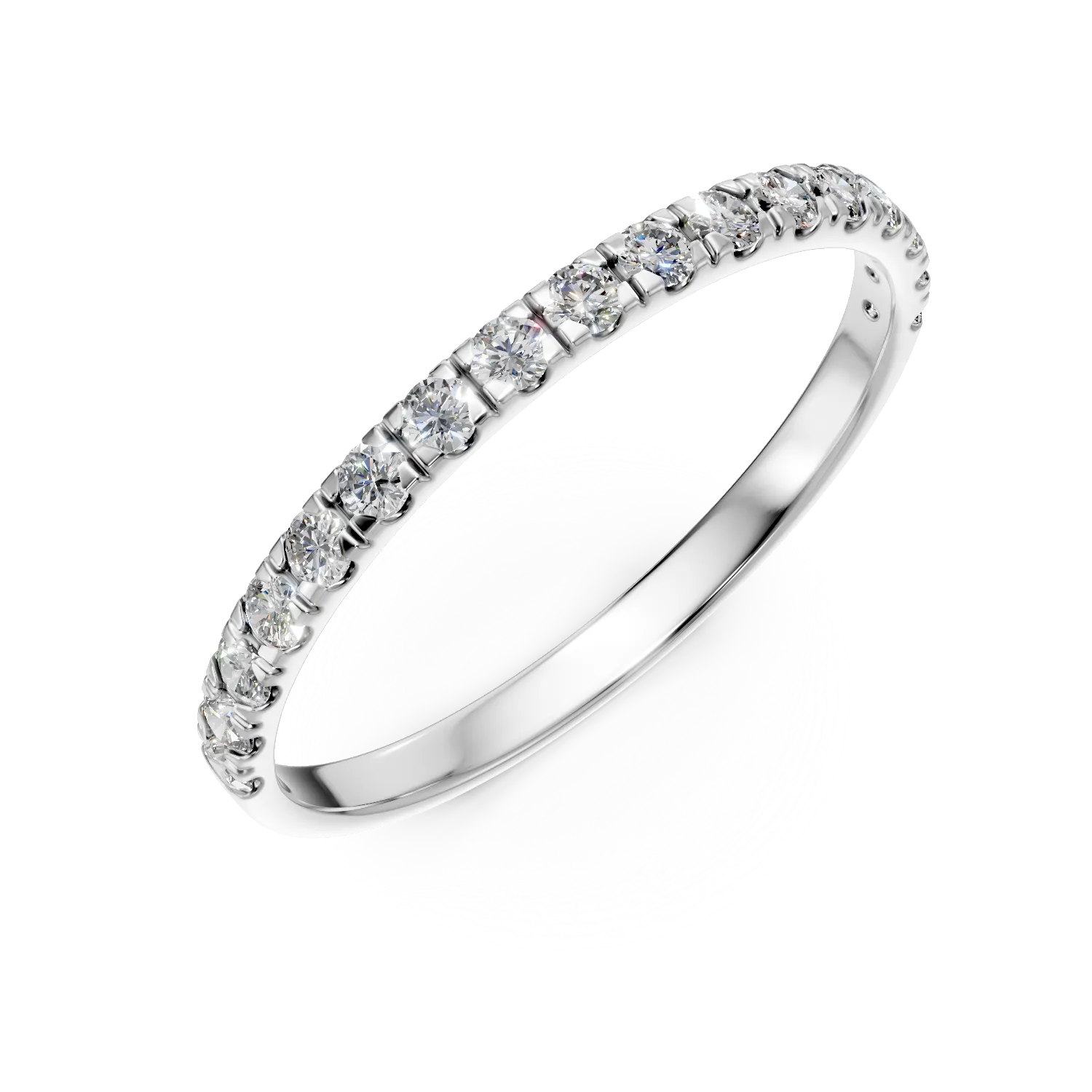 Inel semi eternity din aur alb cu diamante de 0.2ct create in laborator