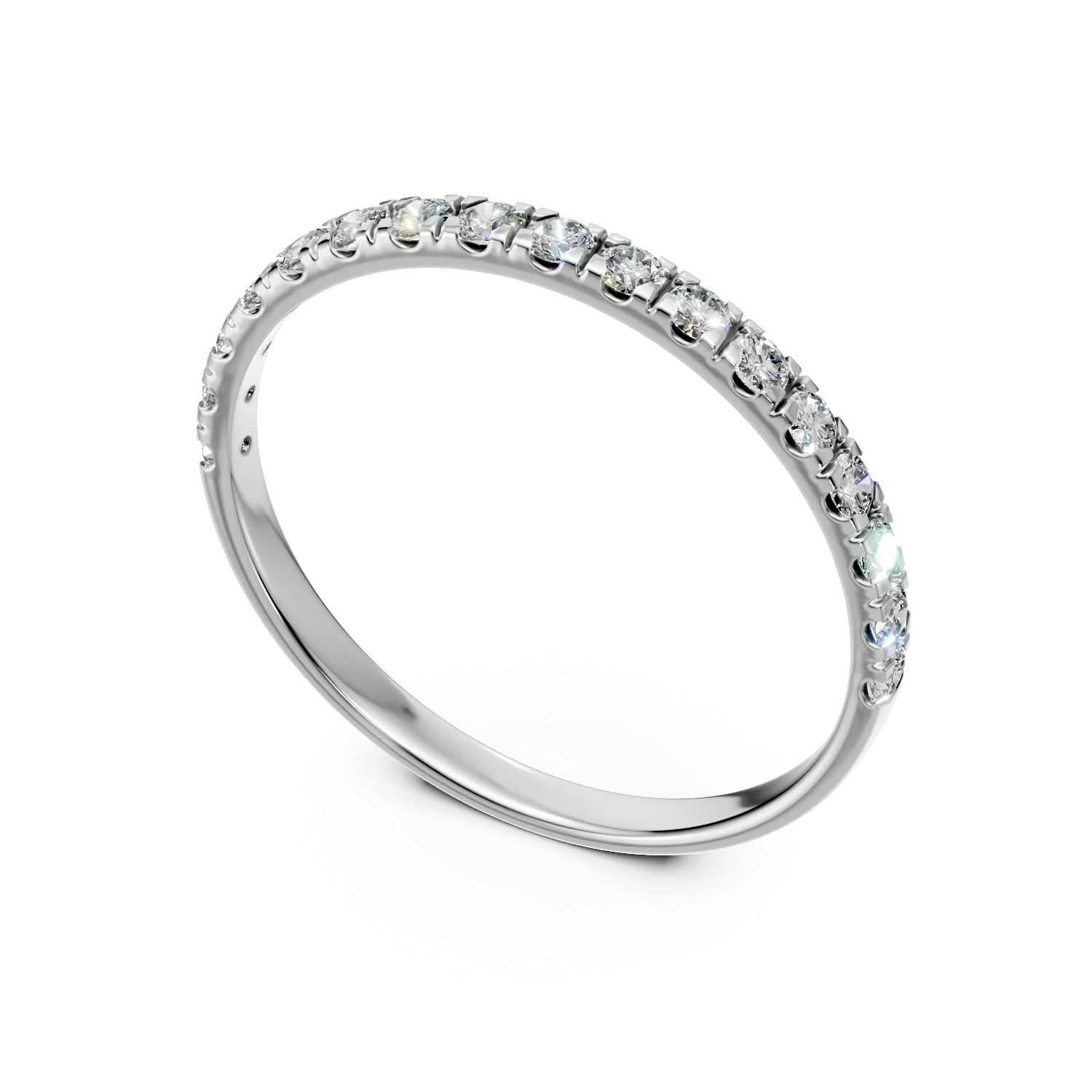 Inel semi eternity din aur alb cu diamante de 0.2ct create in laborator