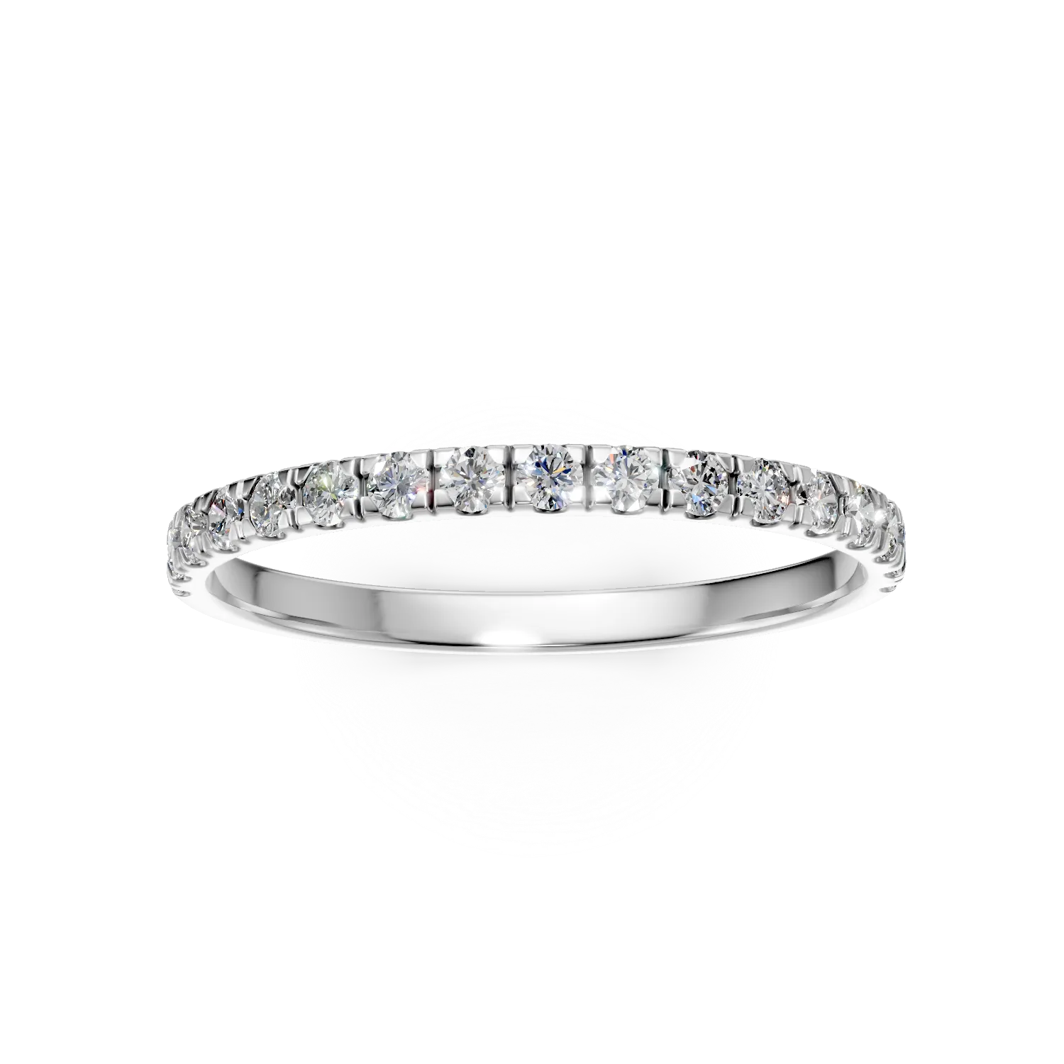 Inel semi eternity din aur alb cu diamante de 0.2ct create in laborator