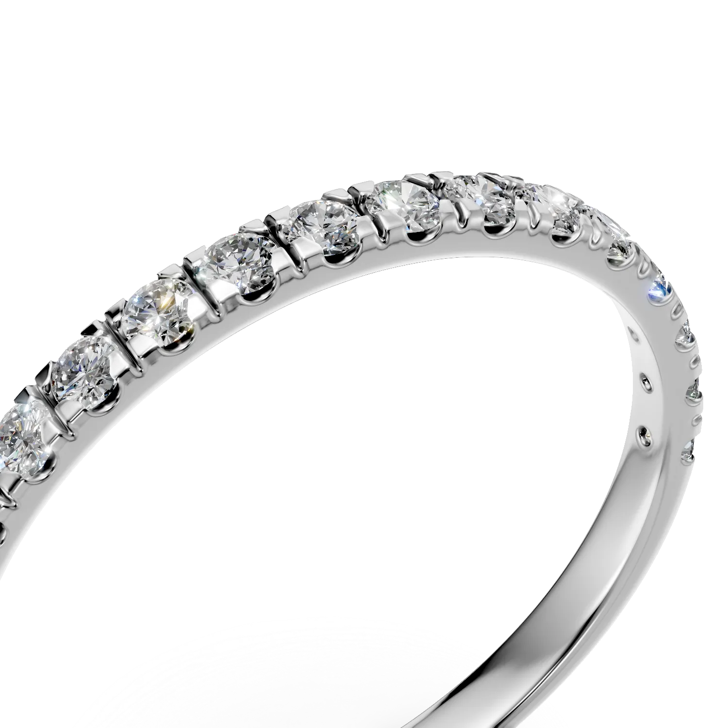 Inel semi eternity din aur alb cu diamante de 0.2ct create in laborator