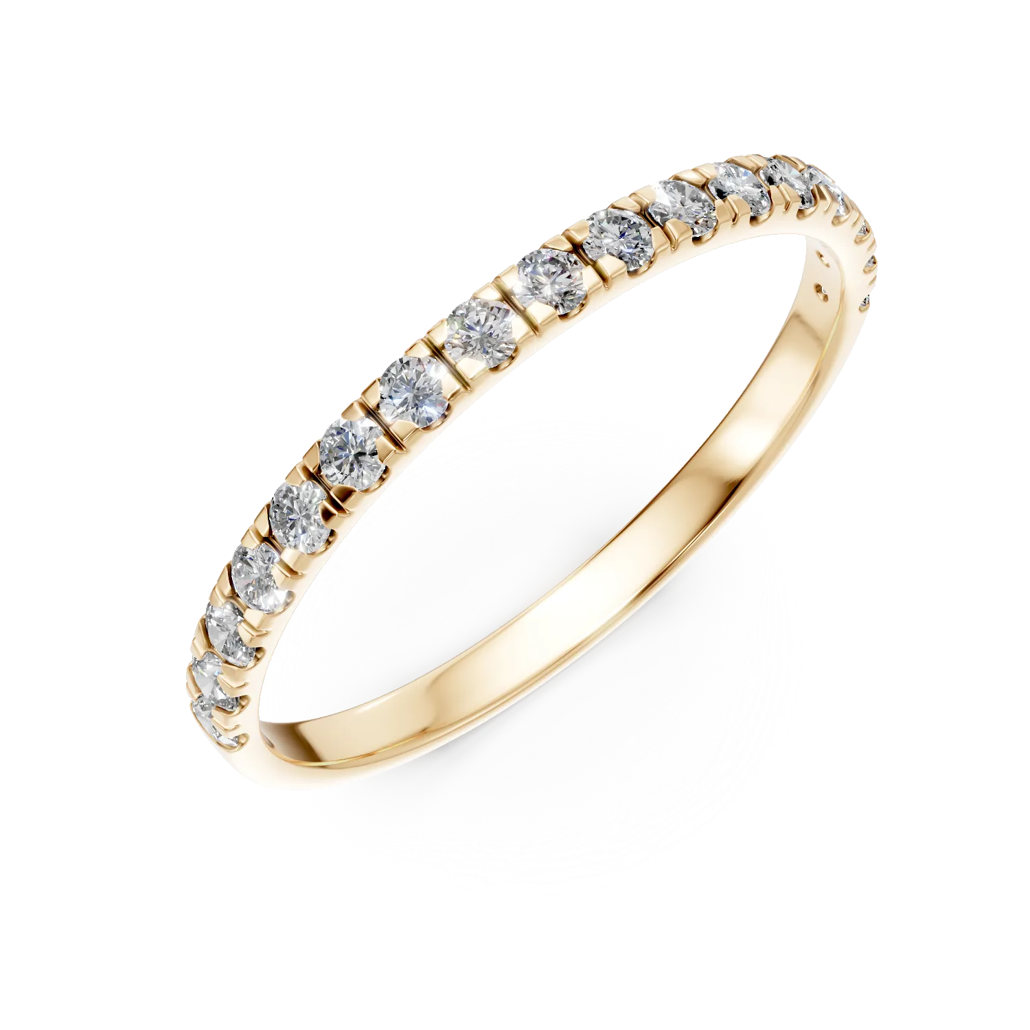 Inel semi eternity din aur galben cu diamante de 0.2ct create in laborator