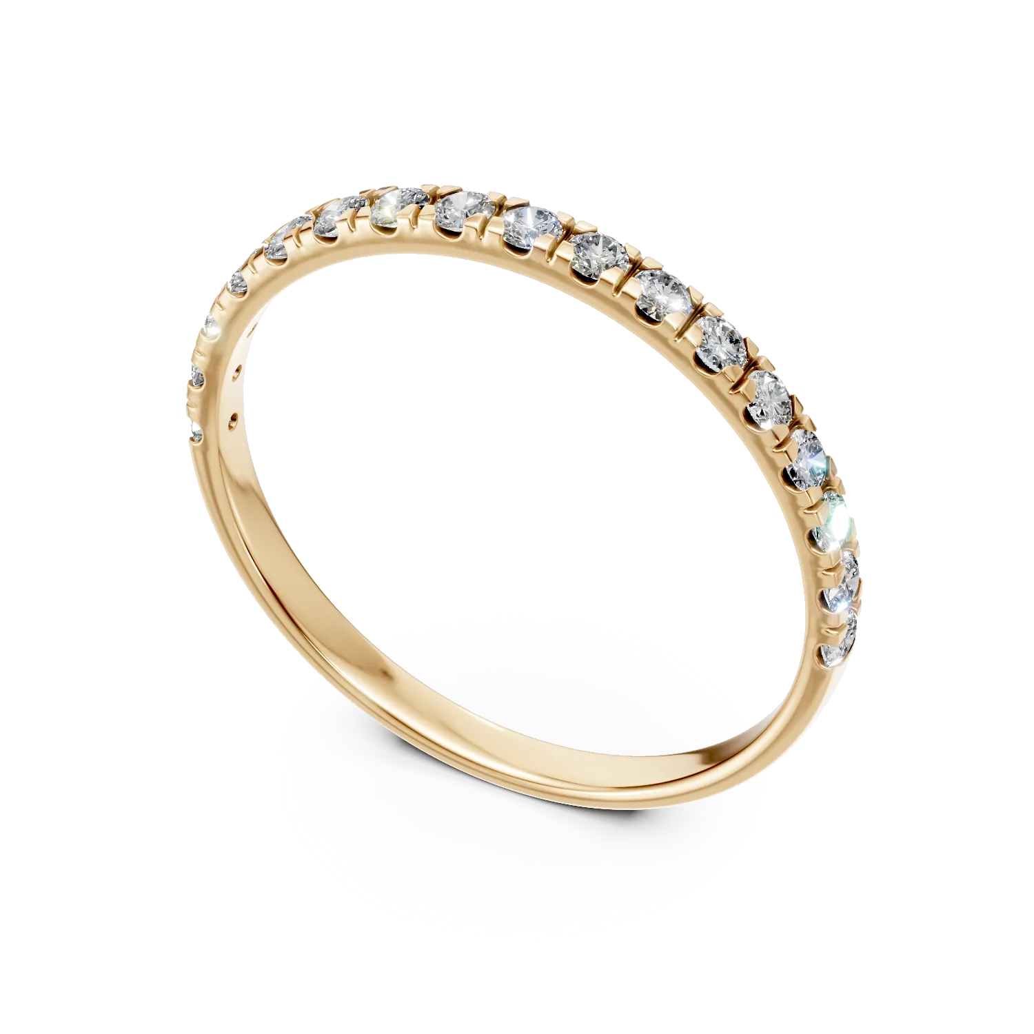 Inel semi eternity din aur galben cu diamante de 0.2ct create in laborator