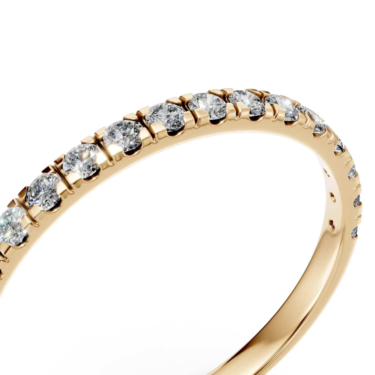 Inel semi eternity din aur galben cu diamante de 0.2ct create in laborator