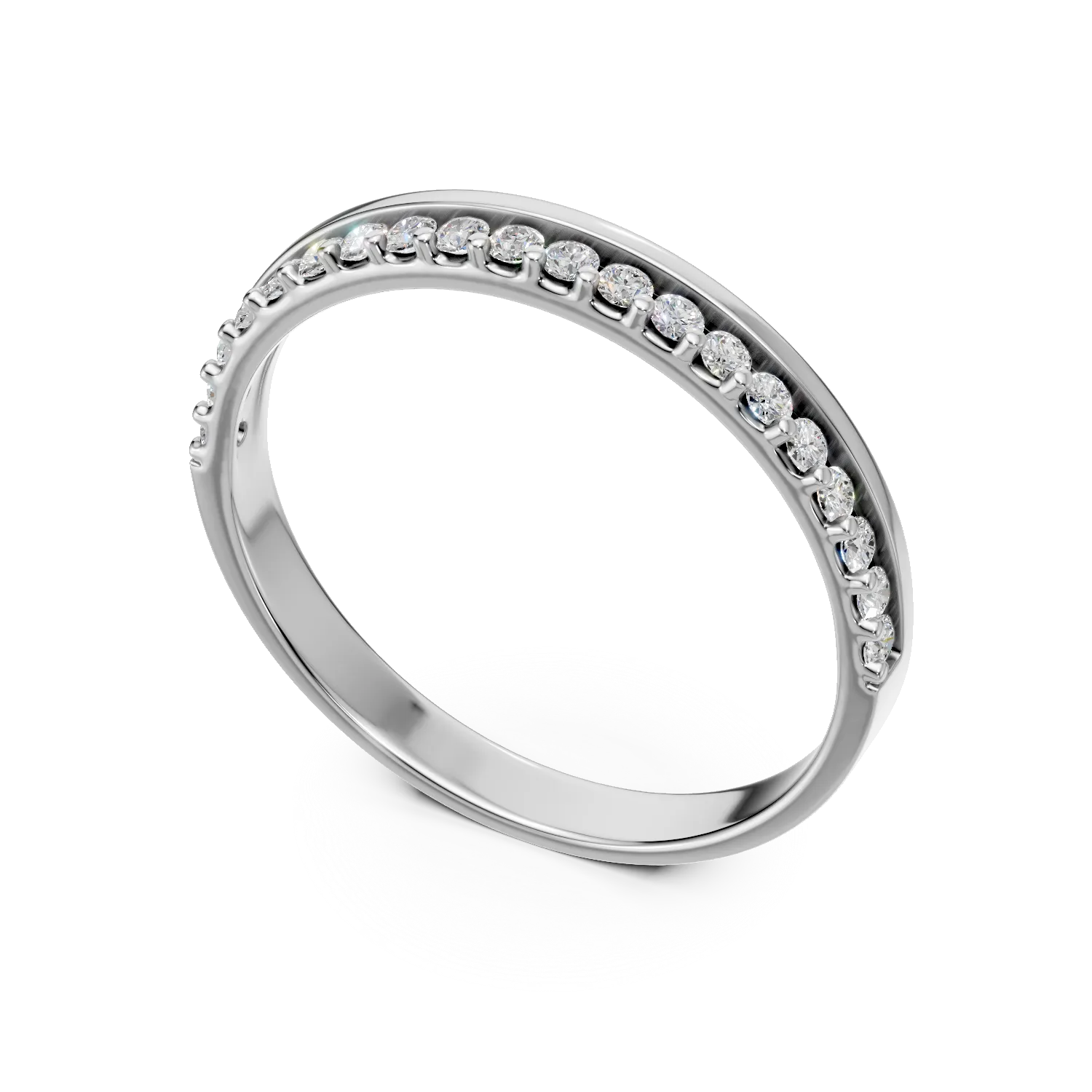 Inel semi eternity din aur alb cu diamante de 0.2ct create in laborator