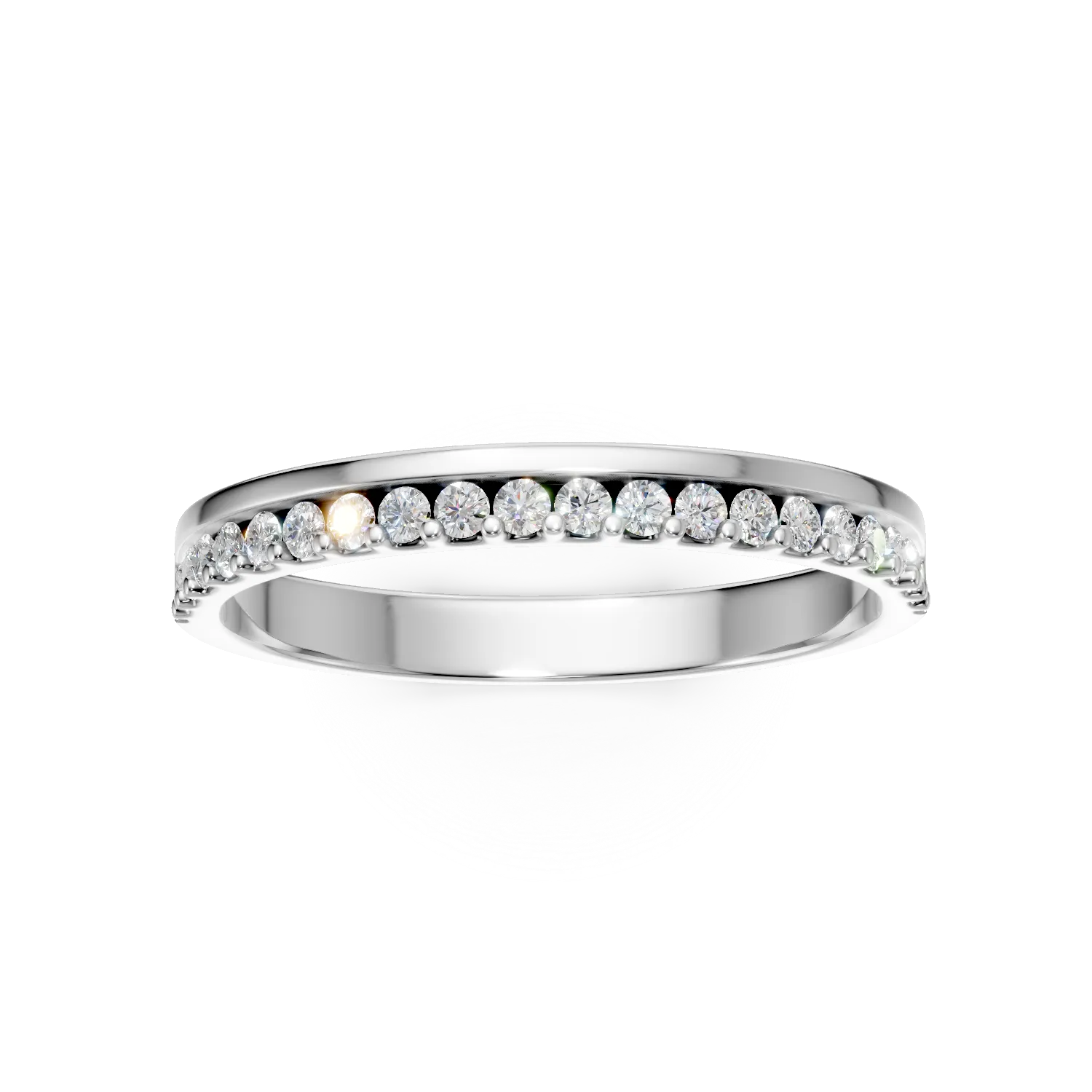 Inel semi eternity din aur alb cu diamante de 0.2ct create in laborator