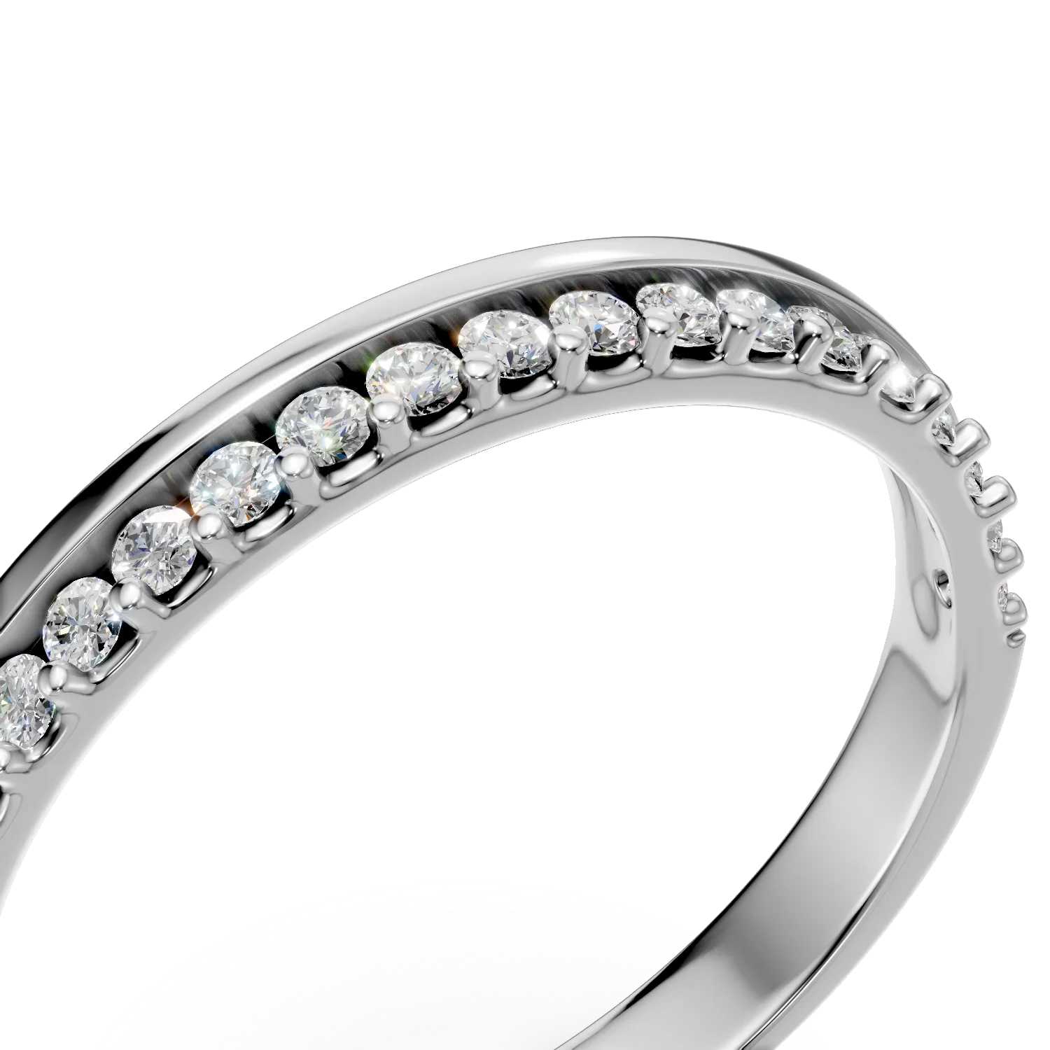 Inel semi eternity din aur alb cu diamante de 0.2ct create in laborator