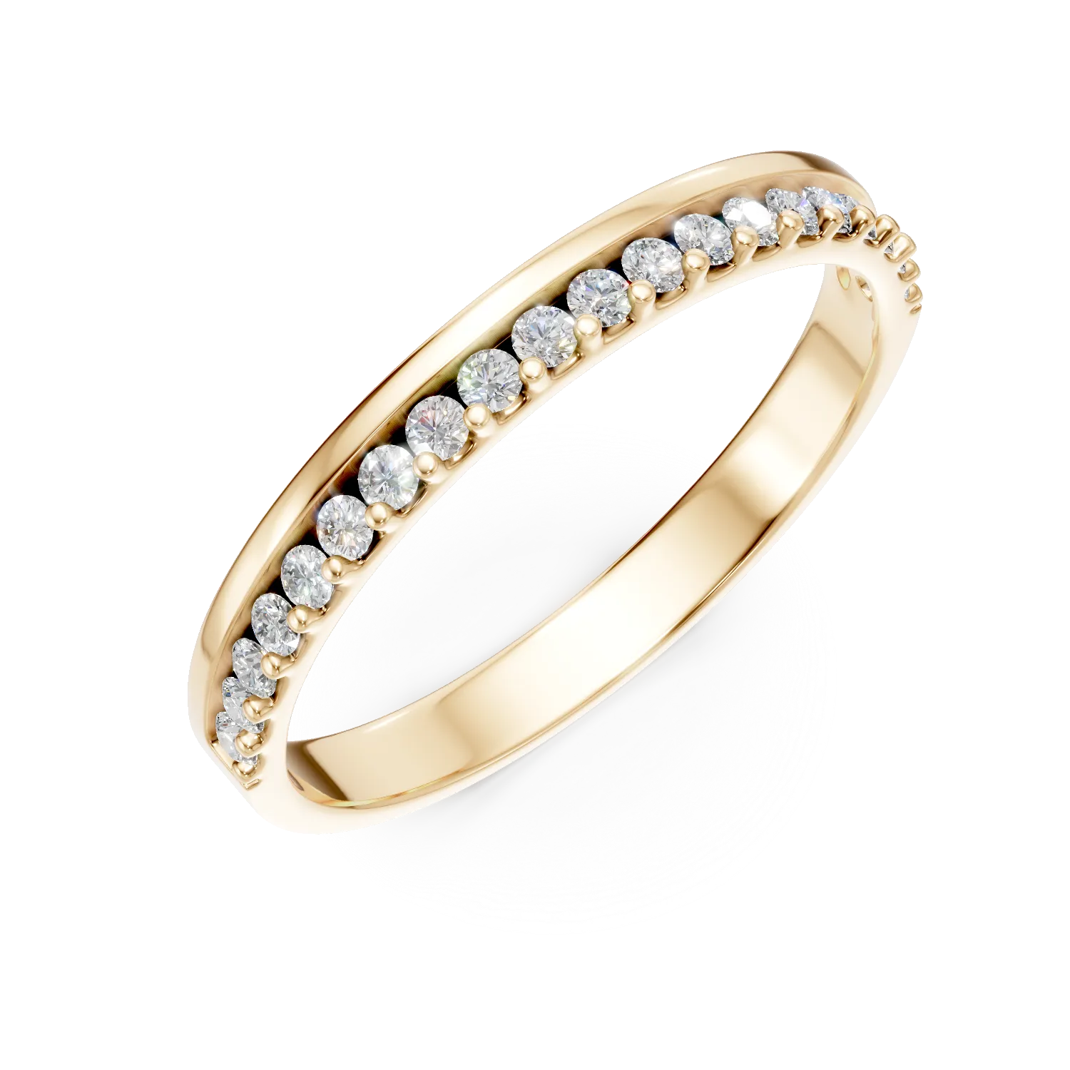 Inel semi eternity din aur galben cu diamante de 0.2ct create in laborator