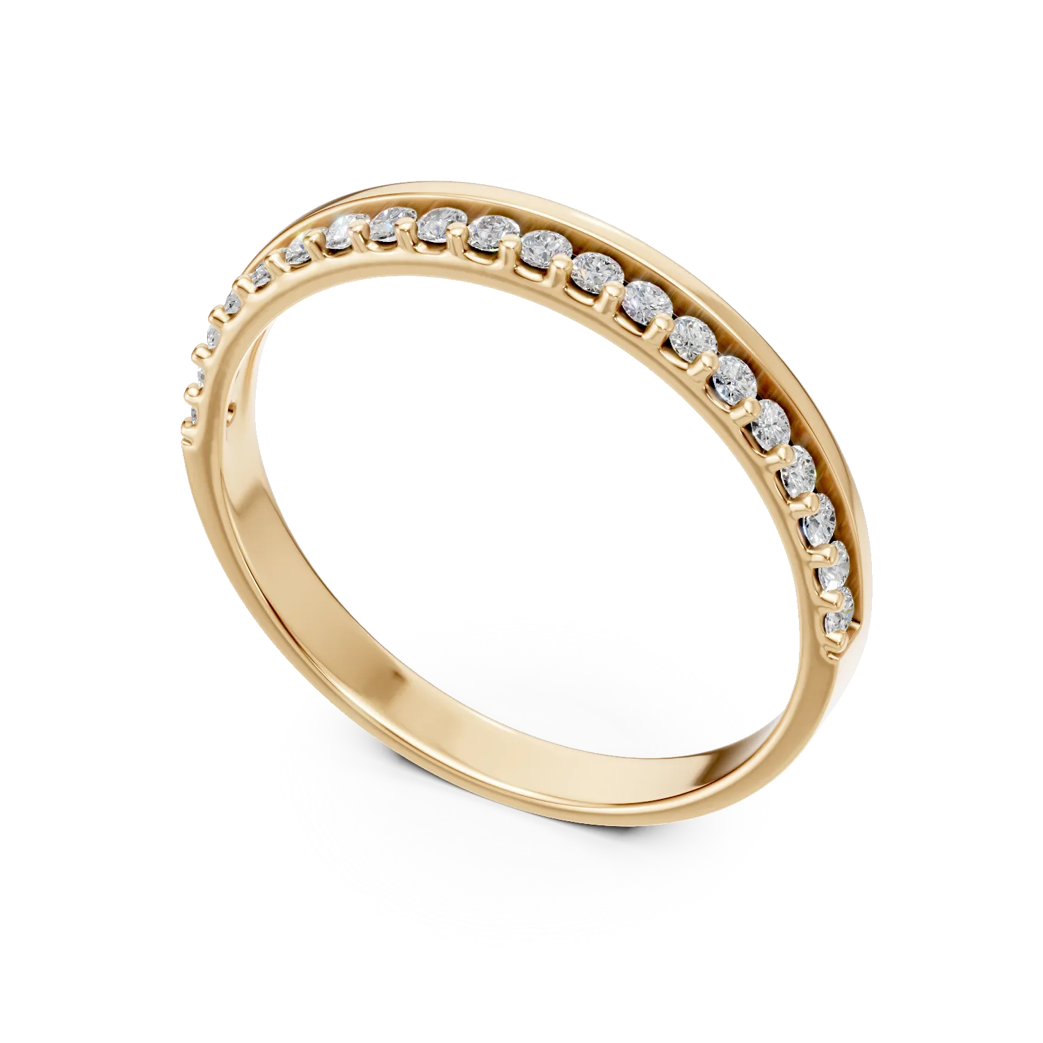 Inel semi eternity din aur galben cu diamante de 0.2ct create in laborator
