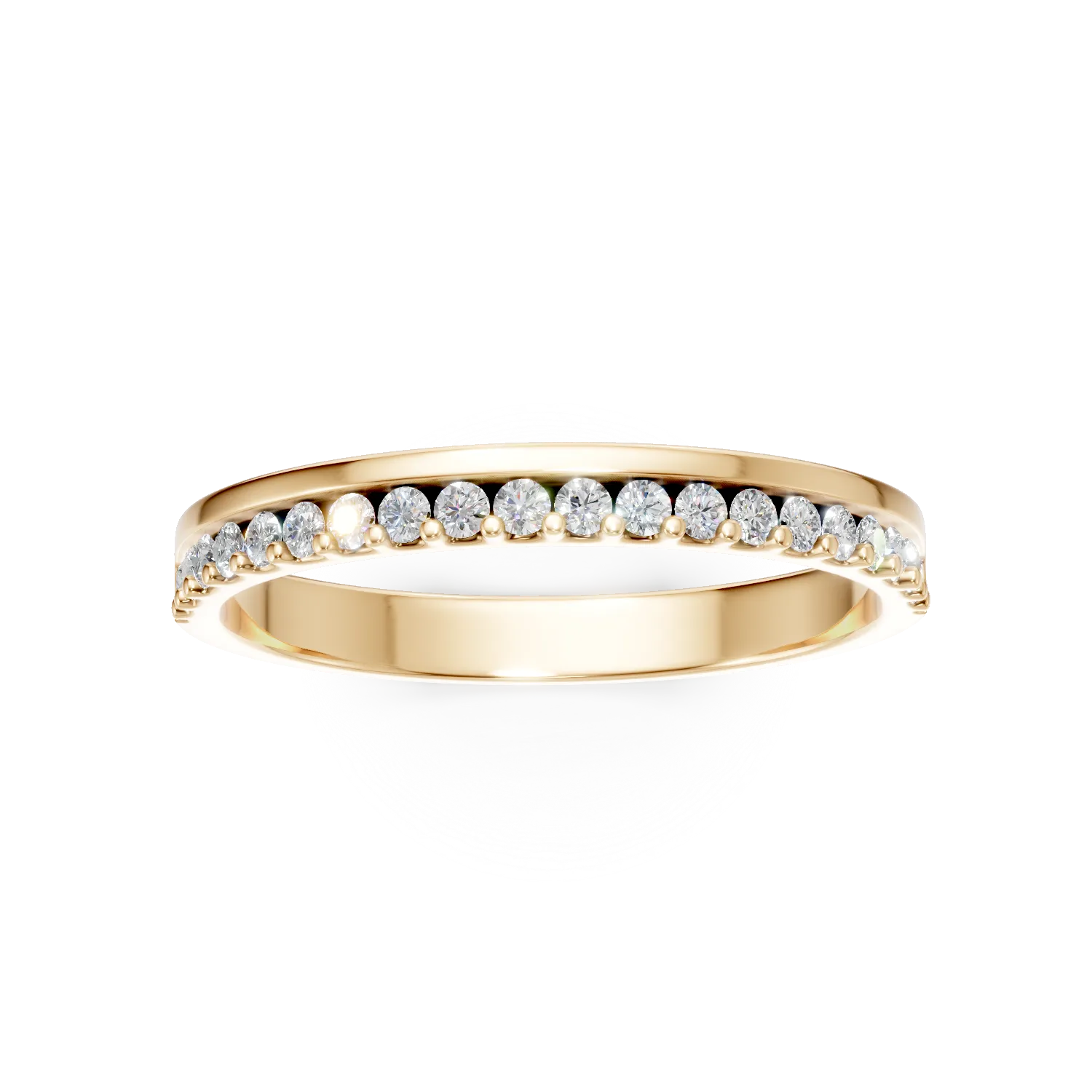 Inel semi eternity din aur galben cu diamante de 0.2ct create in laborator