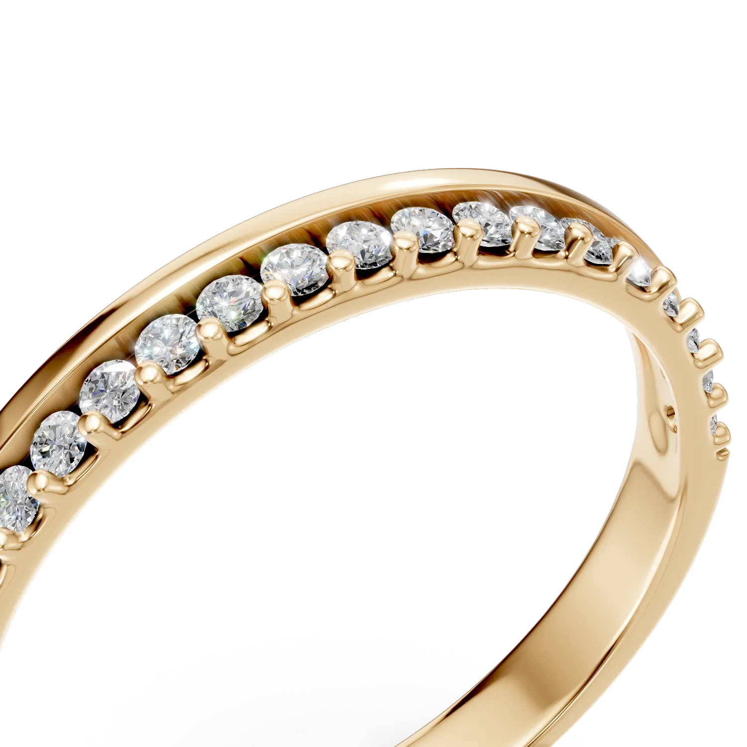 Inel semi eternity din aur galben cu diamante de 0.2ct create in laborator