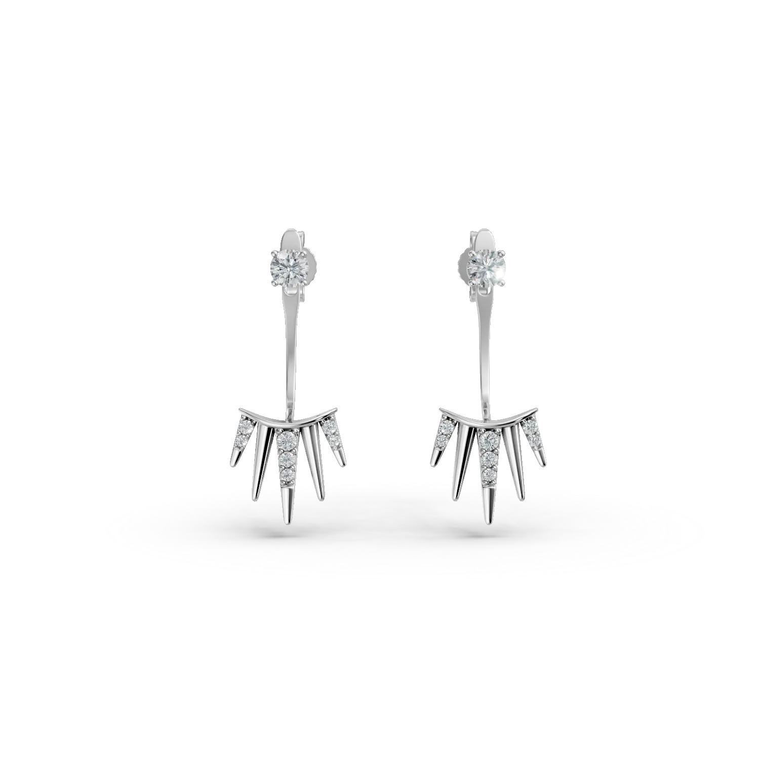 Cercei geometrici din aur alb cu diamante de 0.4ct create in laborator