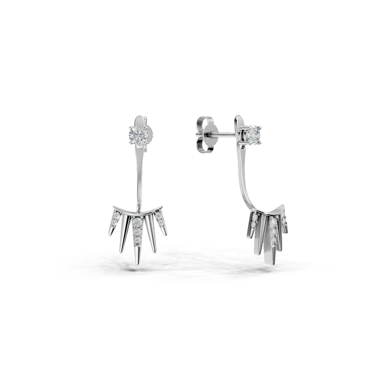 Cercei geometrici din aur alb cu diamante de 0.4ct create in laborator