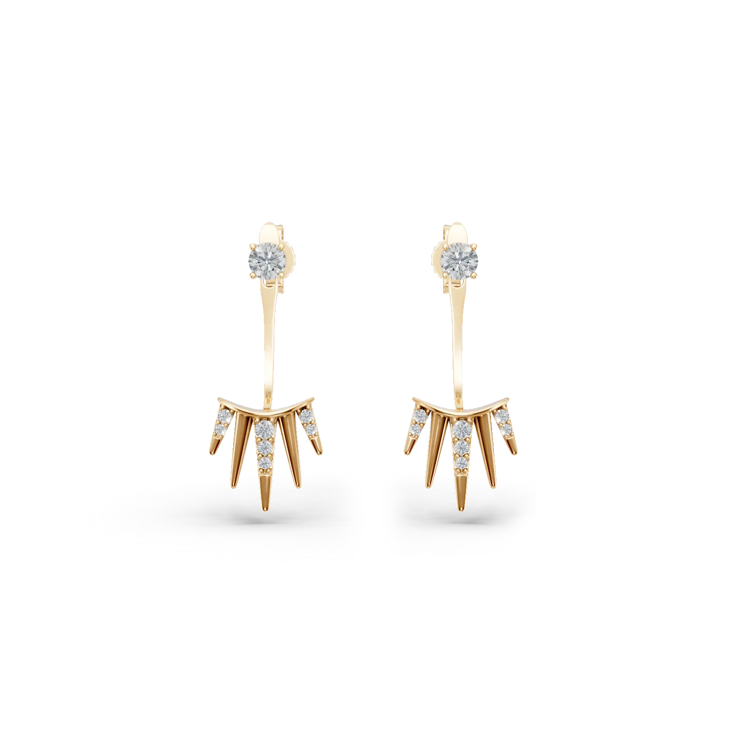 Cercei geometrici din aur galben cu diamante de 0.4ct create in laborator