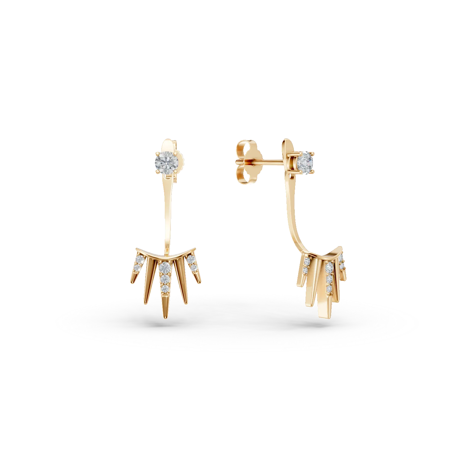 Cercei geometrici din aur galben cu diamante de 0.4ct create in laborator