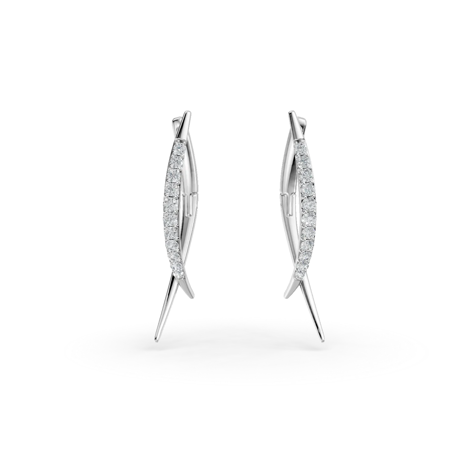 Cercei din aur alb cu diamante de 0.1ct create in laborator