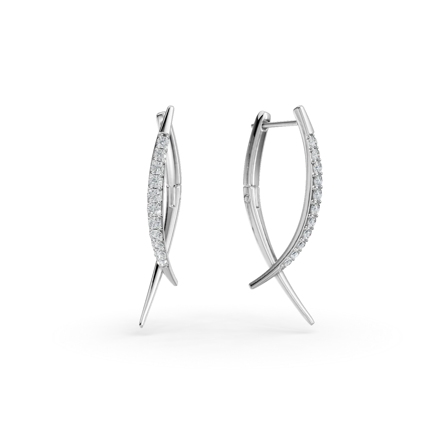 Cercei din aur alb cu diamante de 0.1ct create in laborator