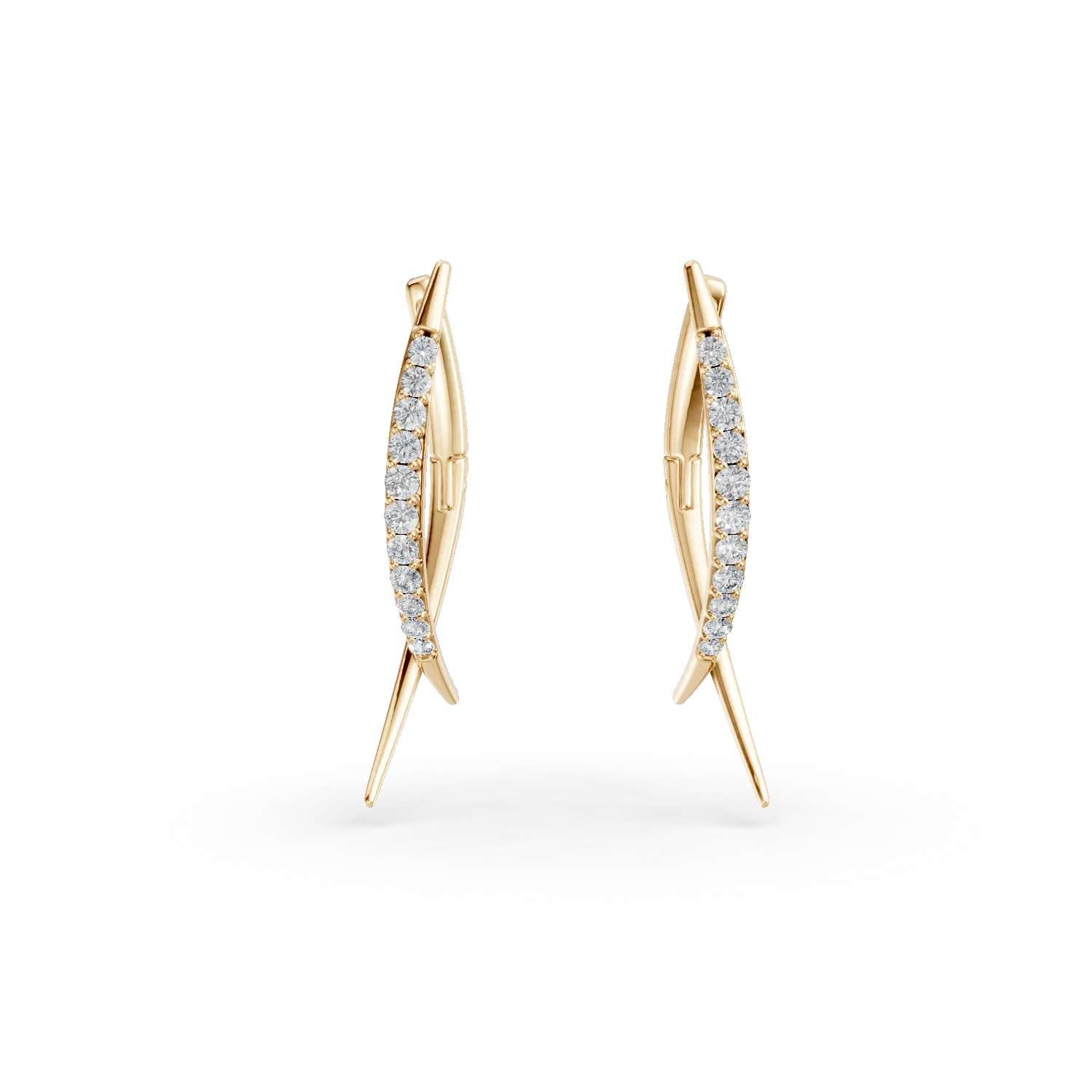 Cercei din aur galben cu diamante de 0.1ct create in laborator