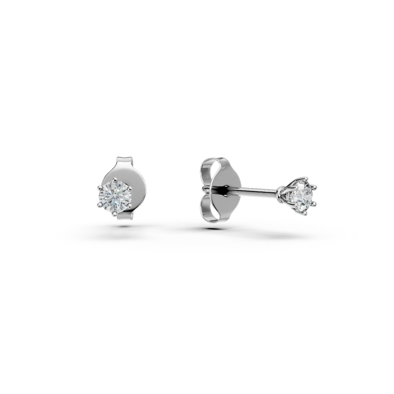 Cercei din aur alb cu diamante de 0.2ct create in laborator