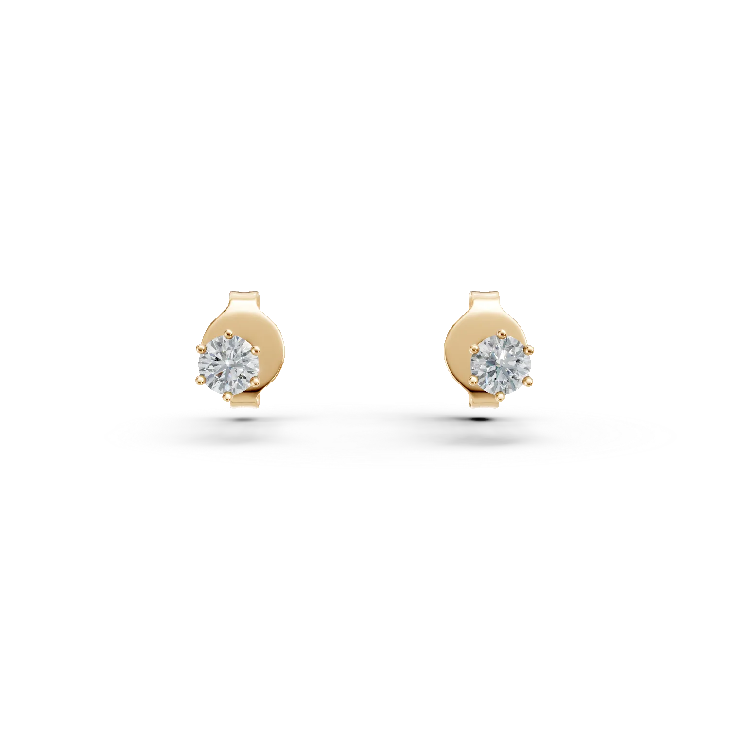 Cercei din aur galben cu diamante de 0.2ct create in laborator