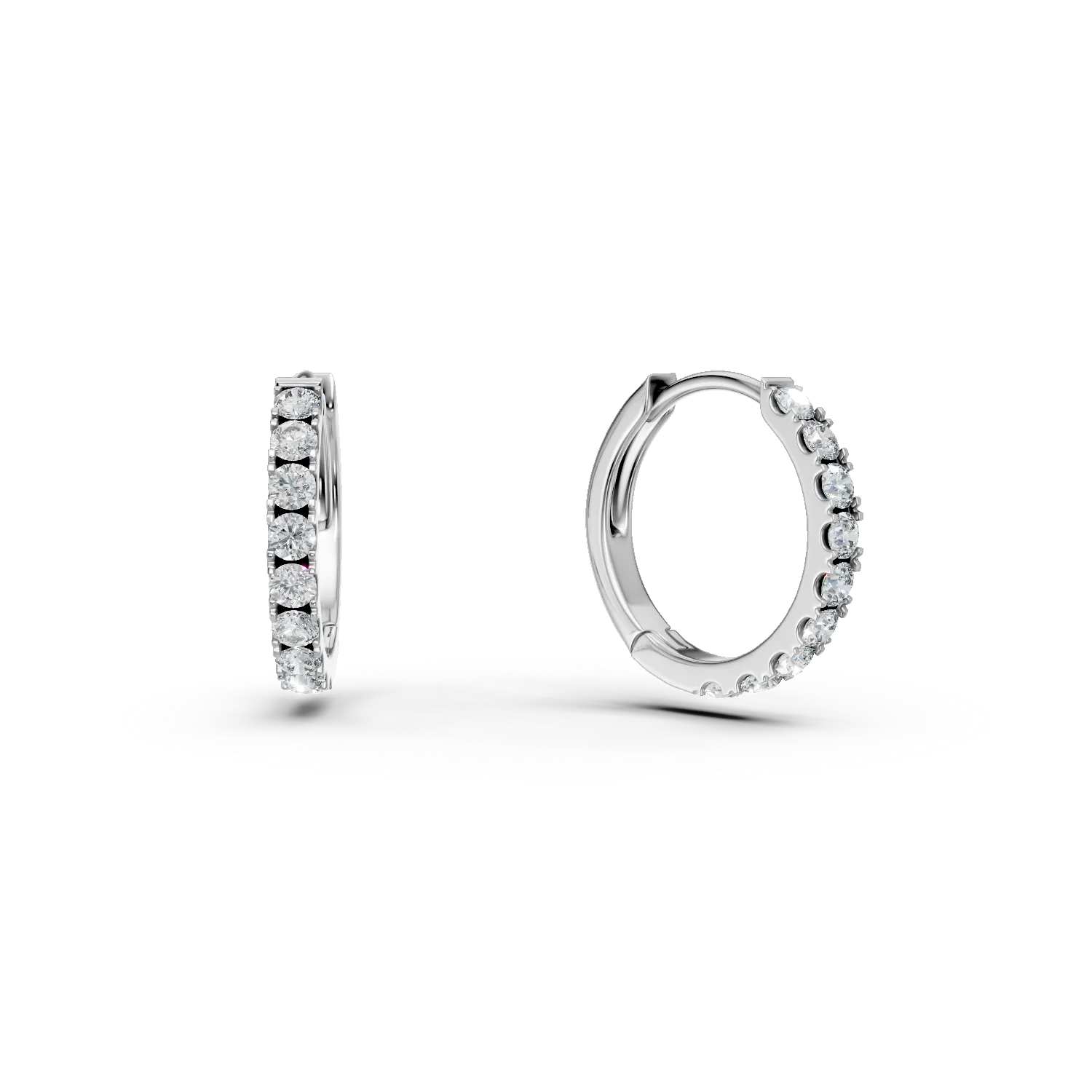 Cercei creole din aur alb cu diamante de 0.5ct create in laborator