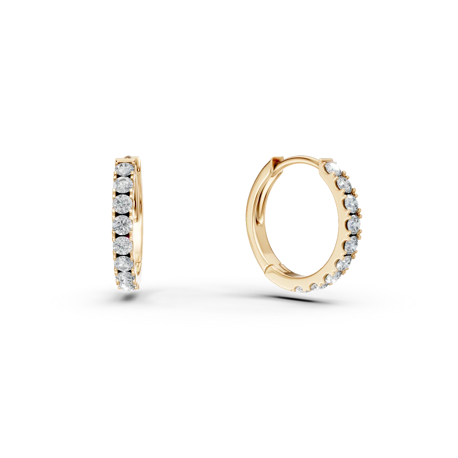 Cercei creole din aur galben cu diamante de 0.5ct create in laborator