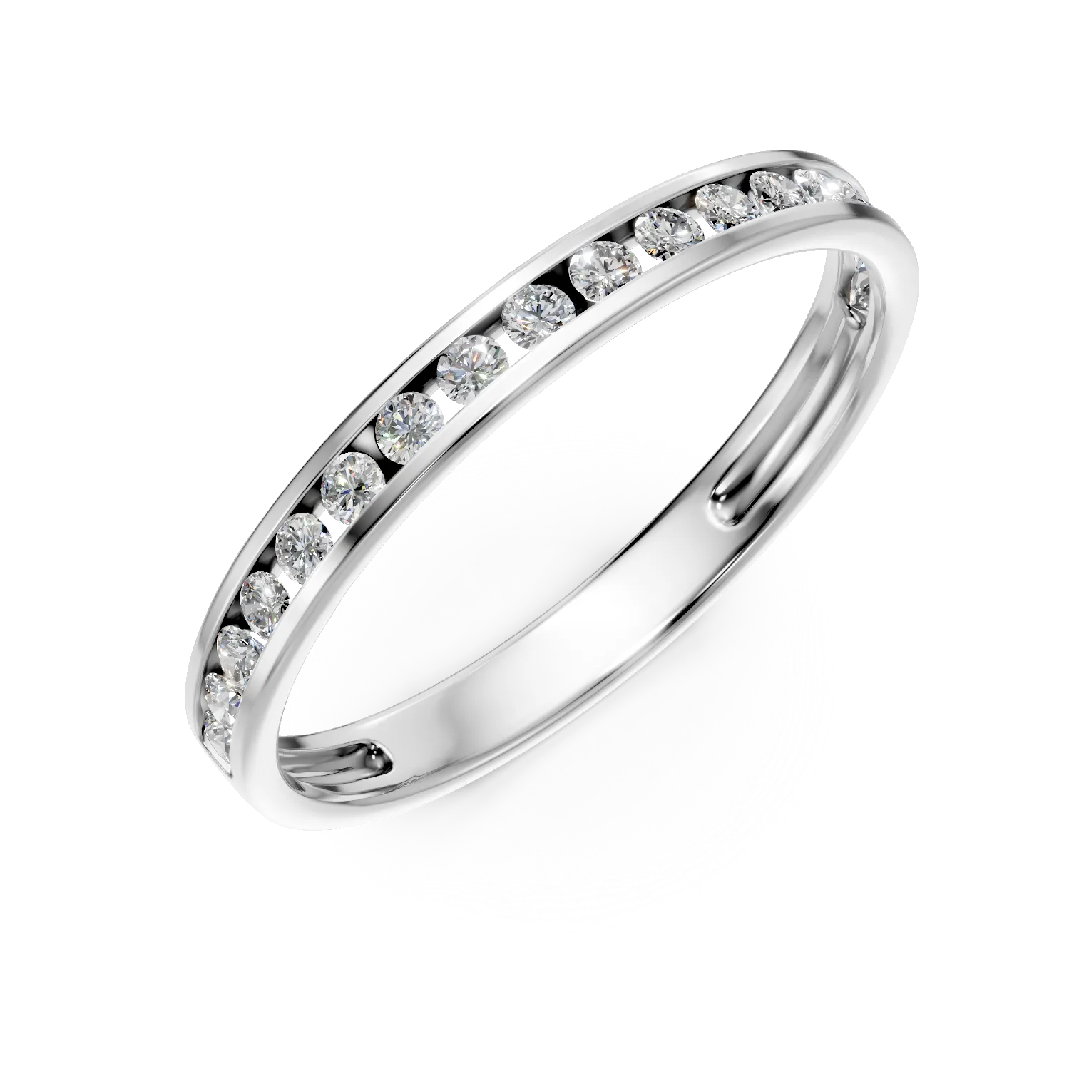 Inel semi eternity din aur alb cu diamante de 0.2ct create in laborator