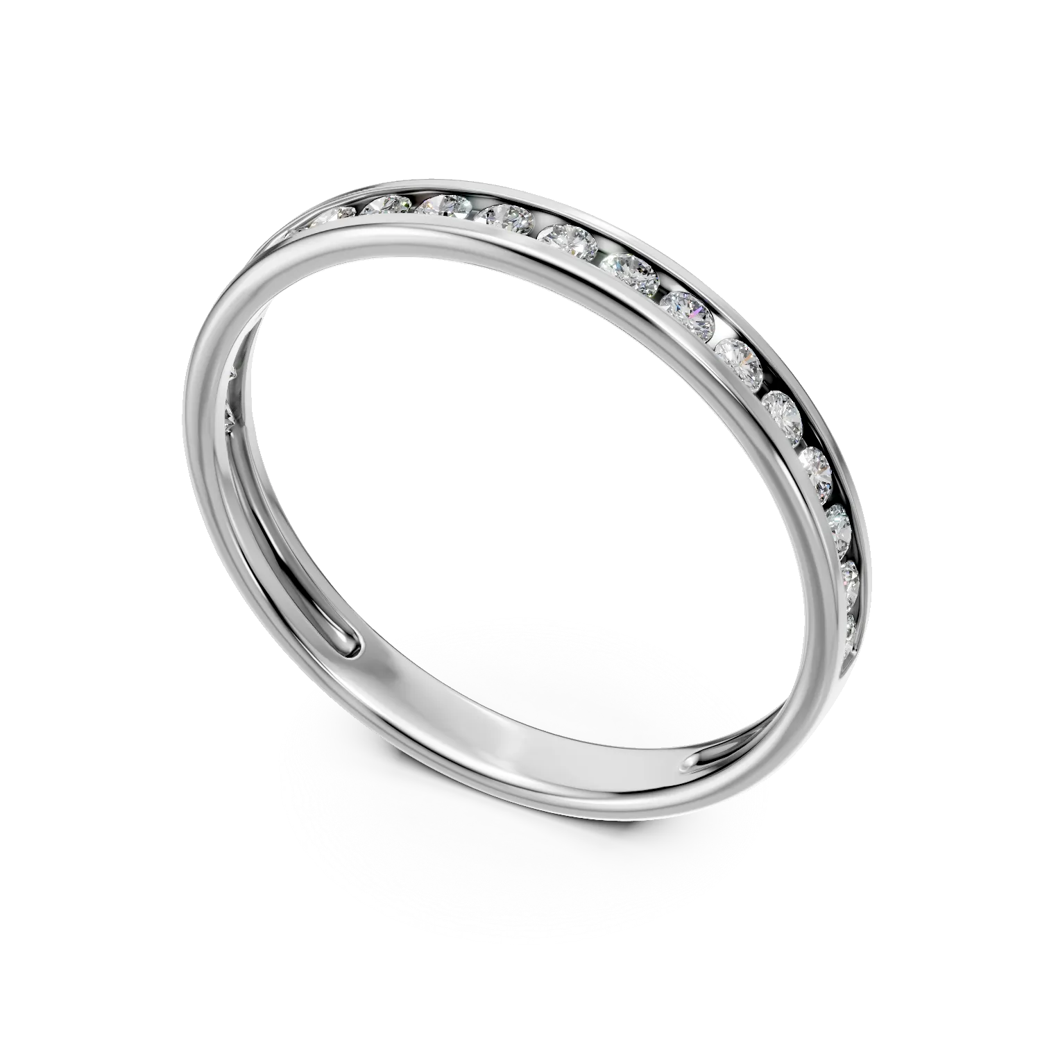 Inel semi eternity din aur alb cu diamante de 0.2ct create in laborator