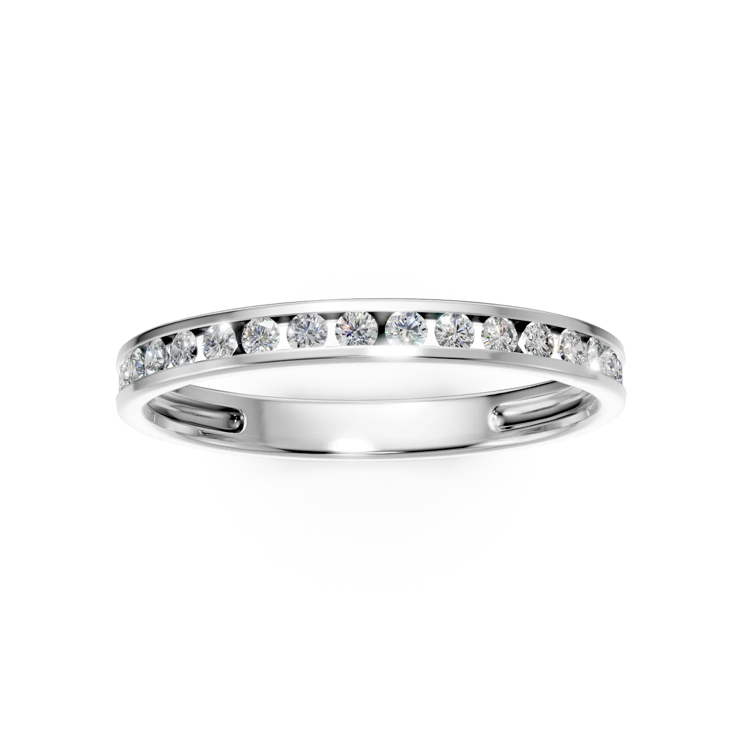 Inel semi eternity din aur alb cu diamante de 0.2ct create in laborator