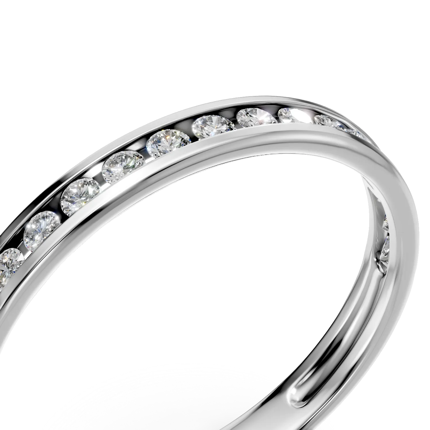 Inel semi eternity din aur alb cu diamante de 0.2ct create in laborator