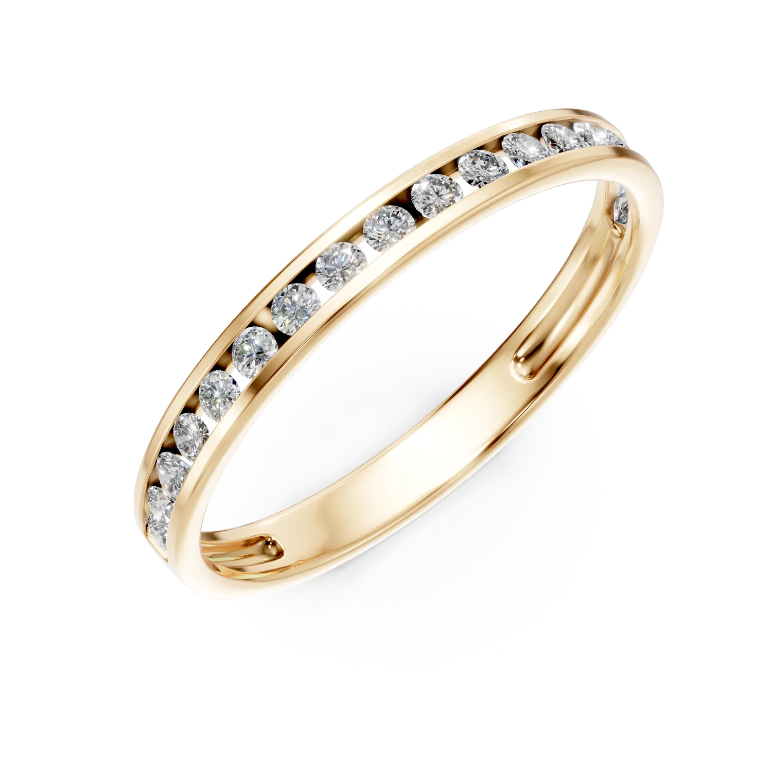 Inel semi eternity din aur galben cu diamante de 0.2ct create in laborator