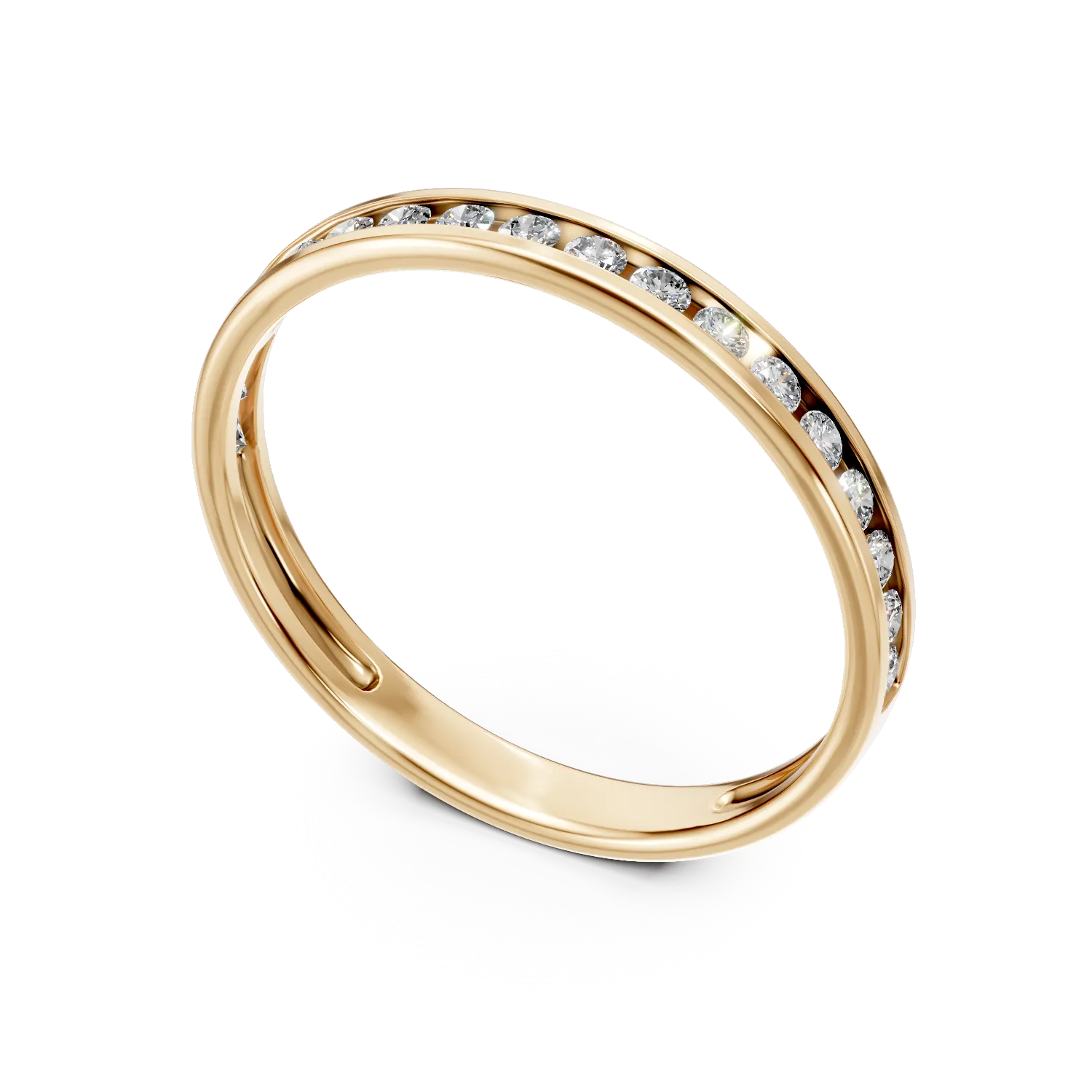 Inel semi eternity din aur galben cu diamante de 0.2ct create in laborator