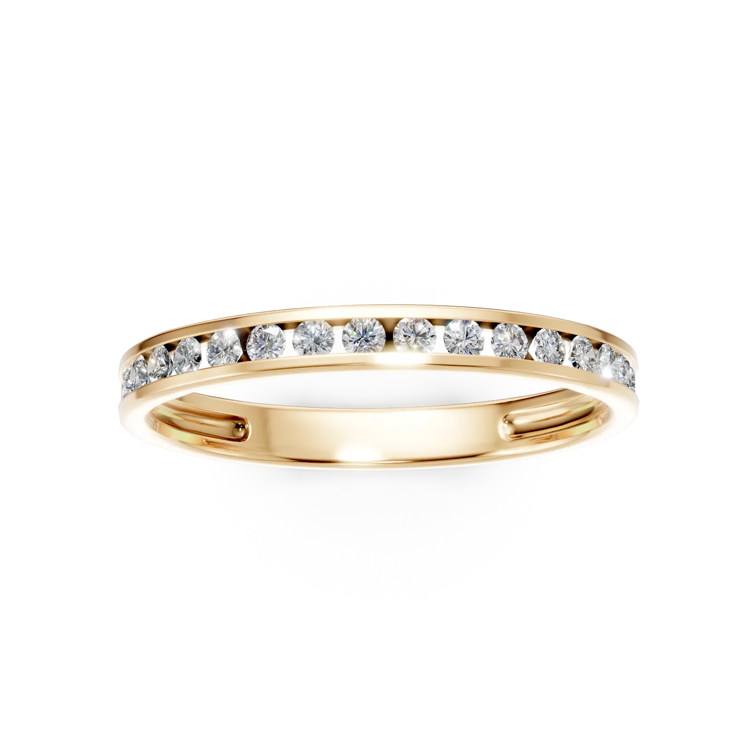 Inel semi eternity din aur galben cu diamante de 0.2ct create in laborator