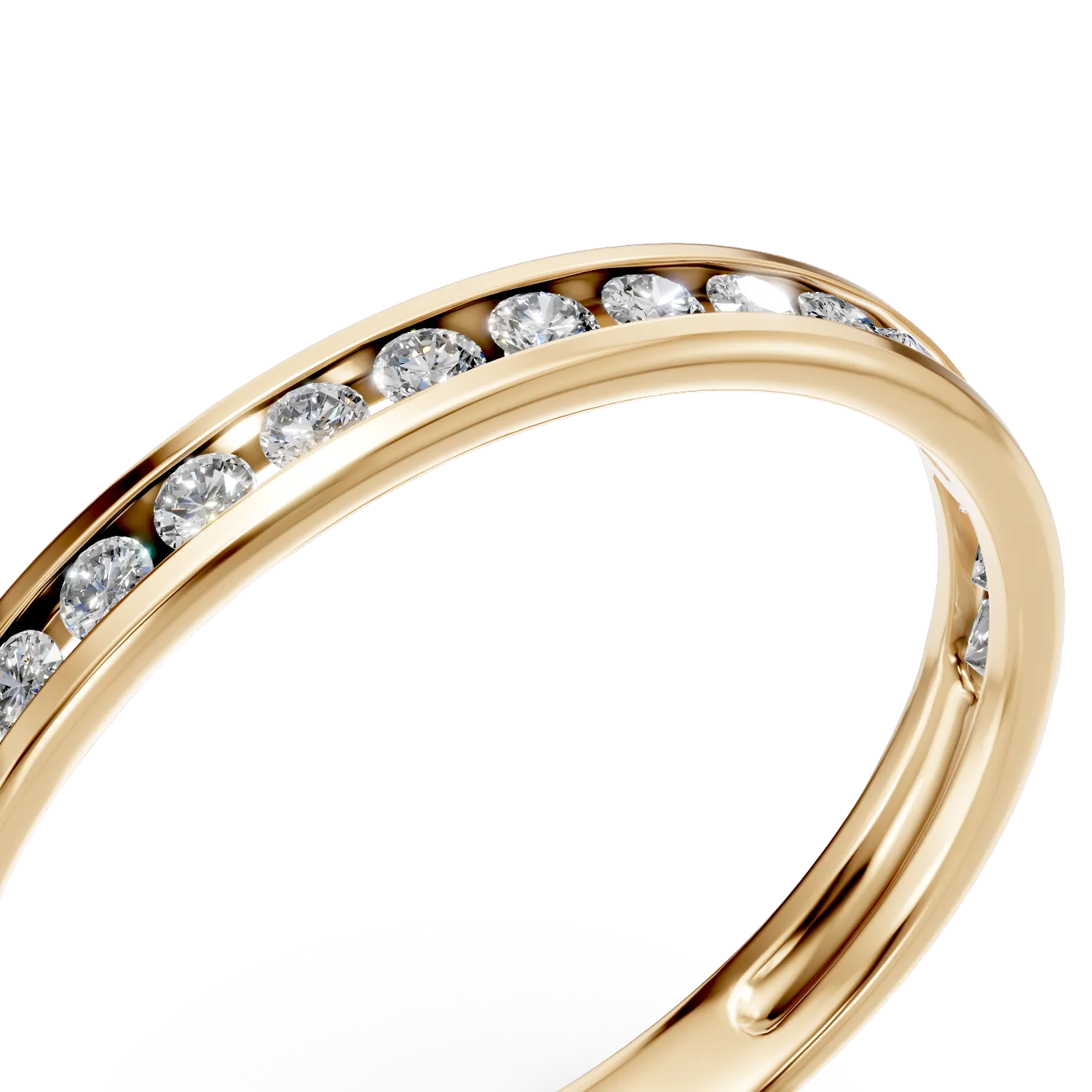 Inel semi eternity din aur galben cu diamante de 0.2ct create in laborator