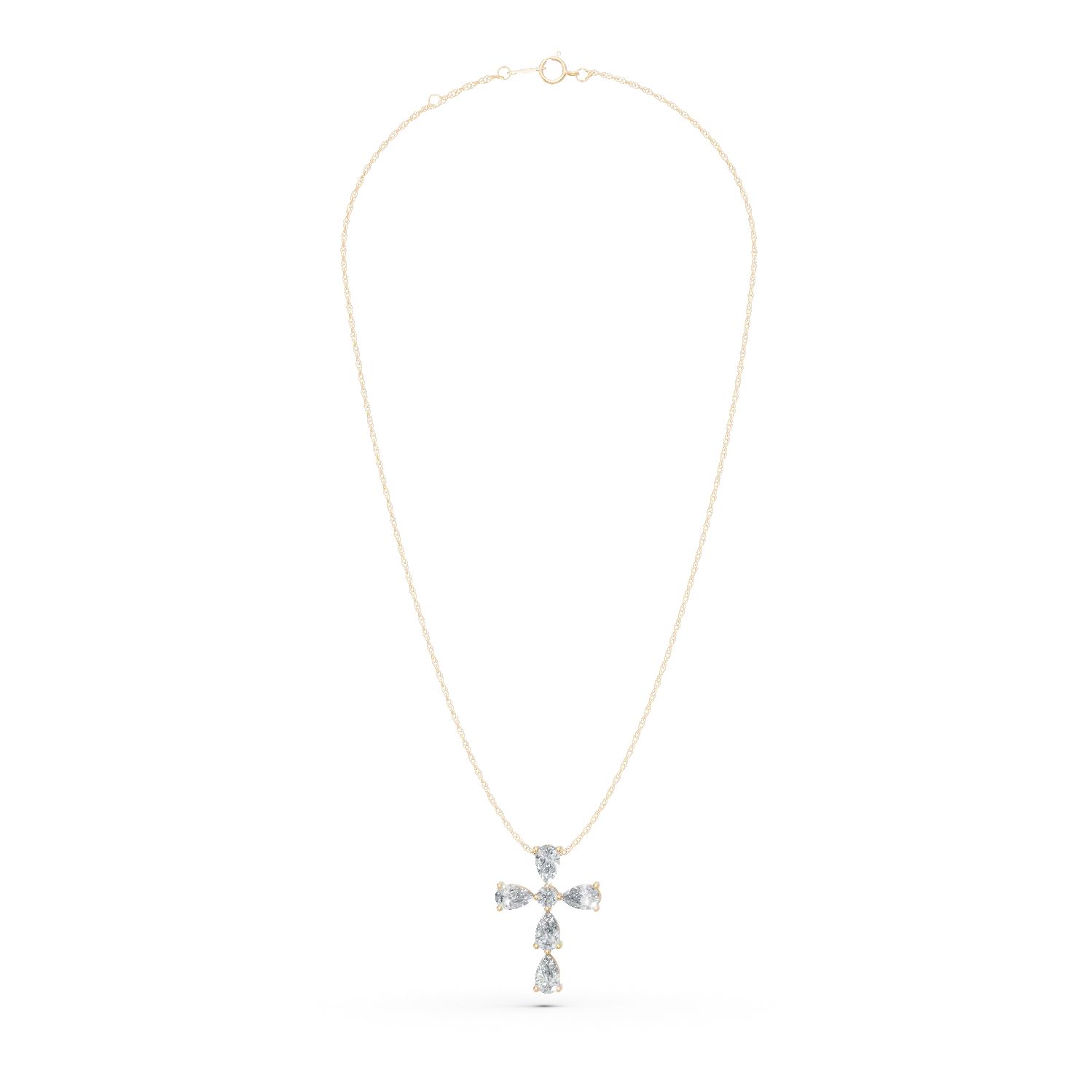 Lant cu pandantiv cruciulita din aur galben cu diamante de 0.5ct create in laborator - imagine 2