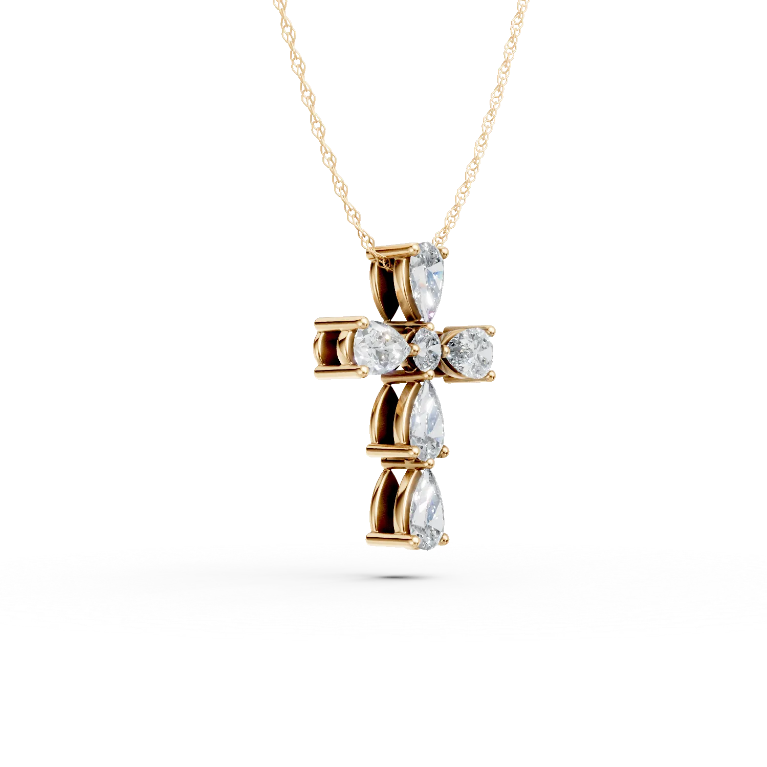 Lant cu pandantiv cruciulita din aur galben cu diamante de 0.5ct create in laborator - imagine 3