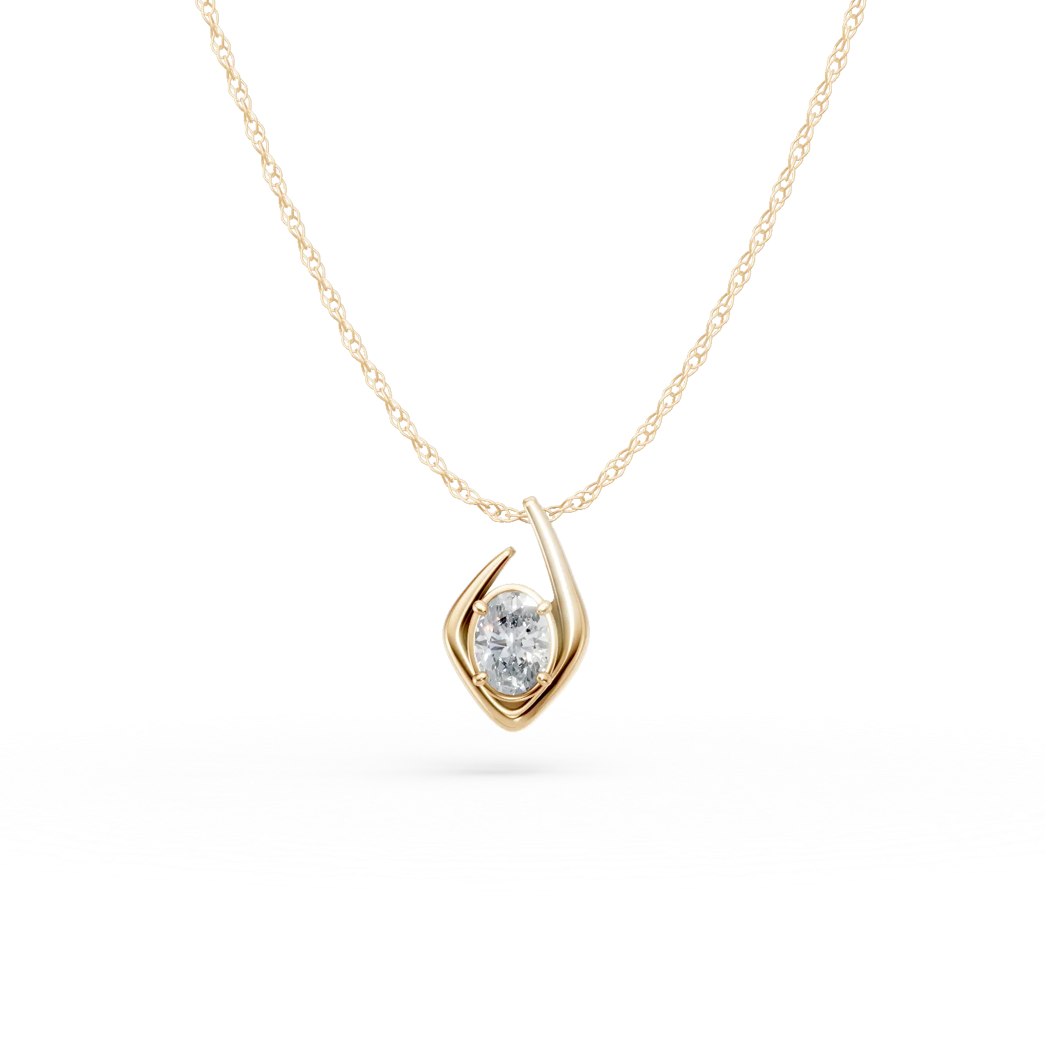 Lant cu pandantiv geometric din aur galben cu diamant de 0.2ct creat in laborator